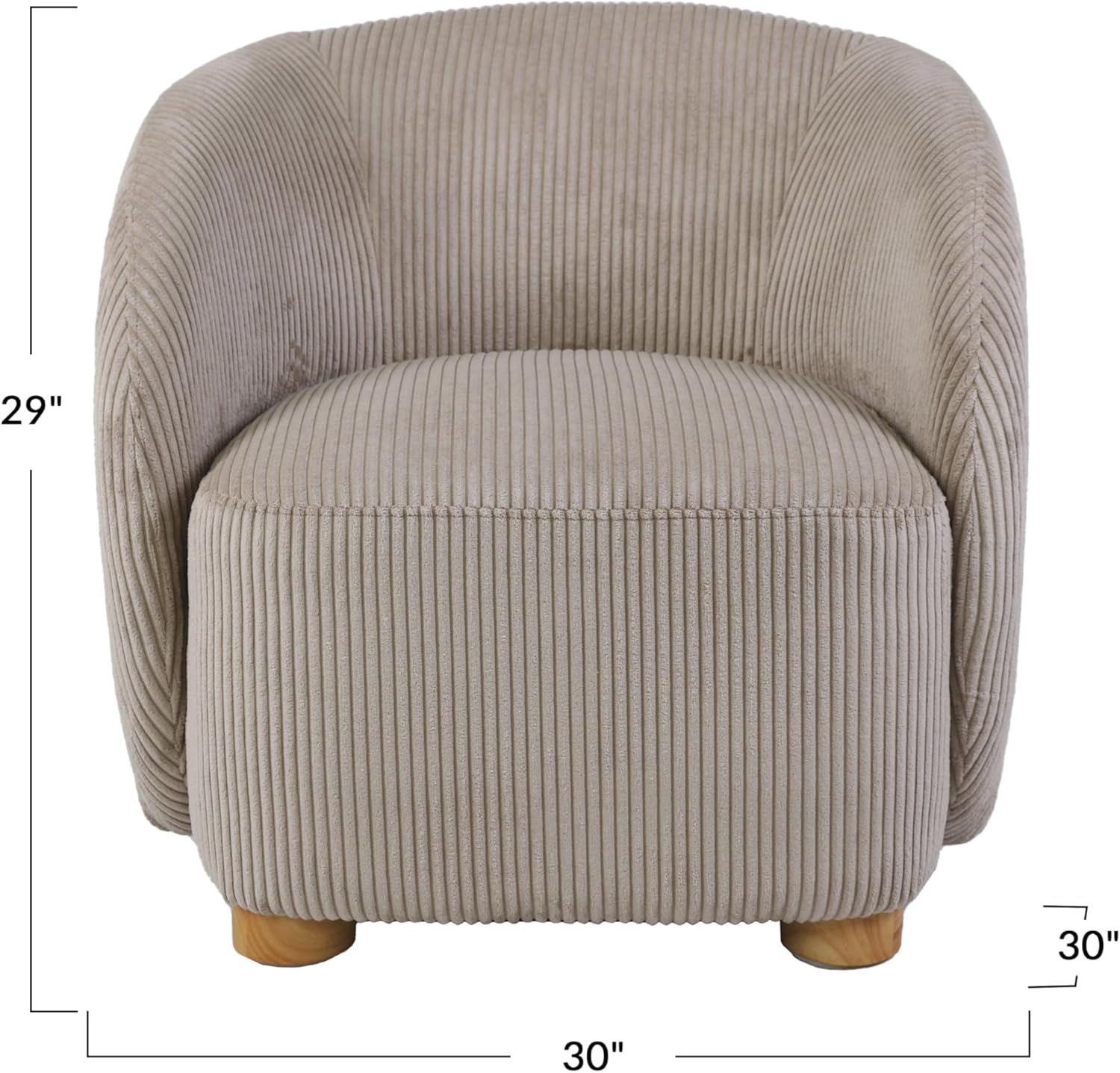 Creative CoOp Cream Corduroy Fabric Upholstered Arm Chair