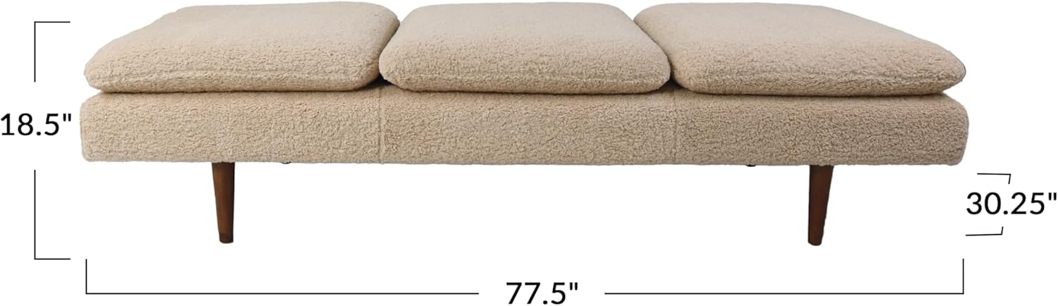 Creative CoOp Cream Fabric Shag Upholstered Daybed Single