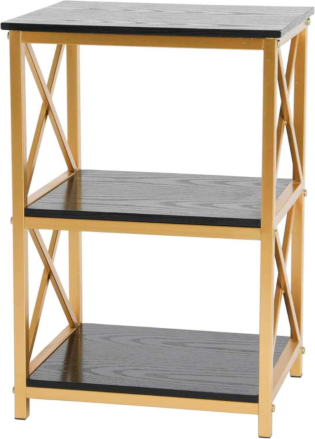 Creative CoOp Crossline Side Table Black and Gold