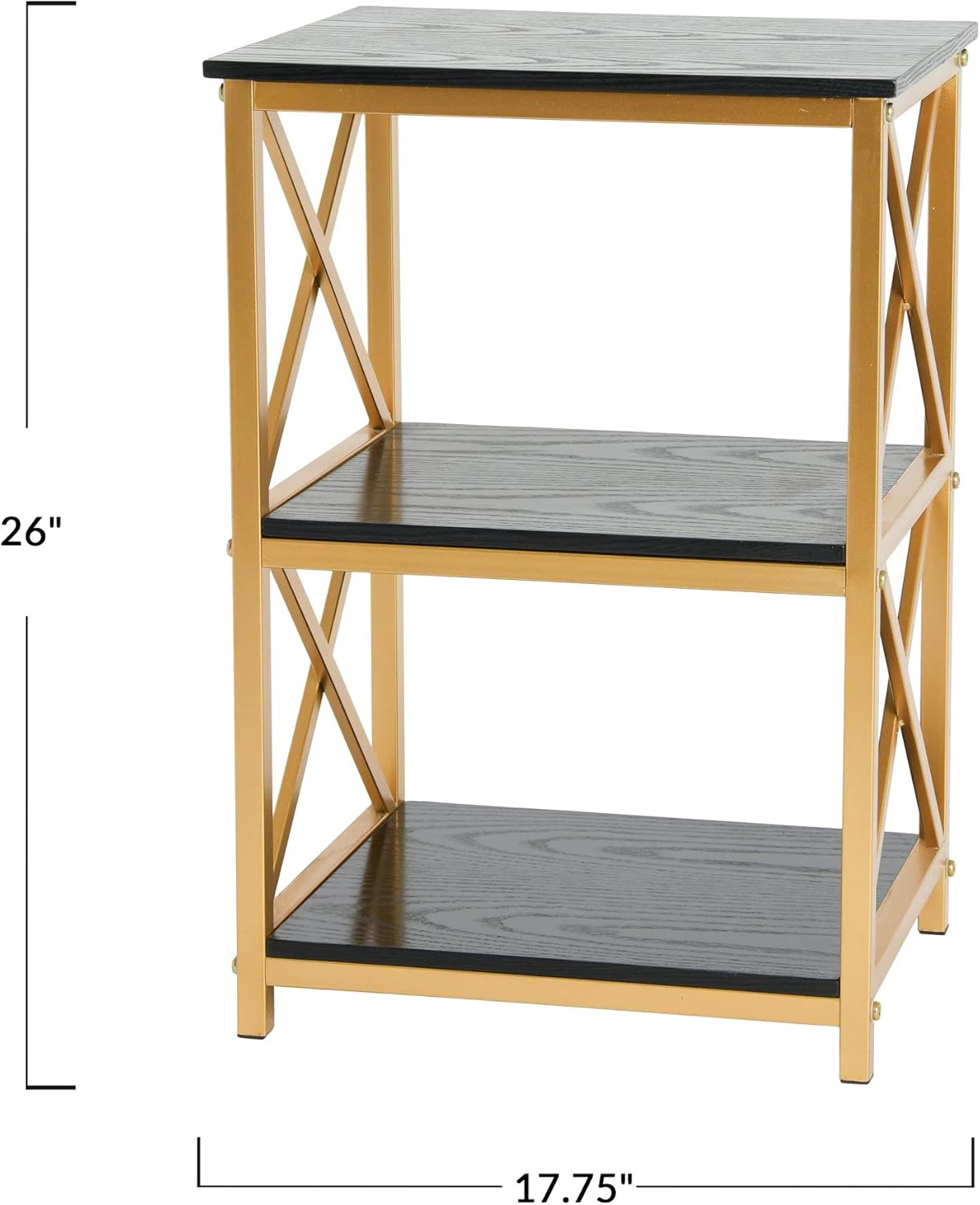 Creative CoOp Crossline Side Table Black and Gold