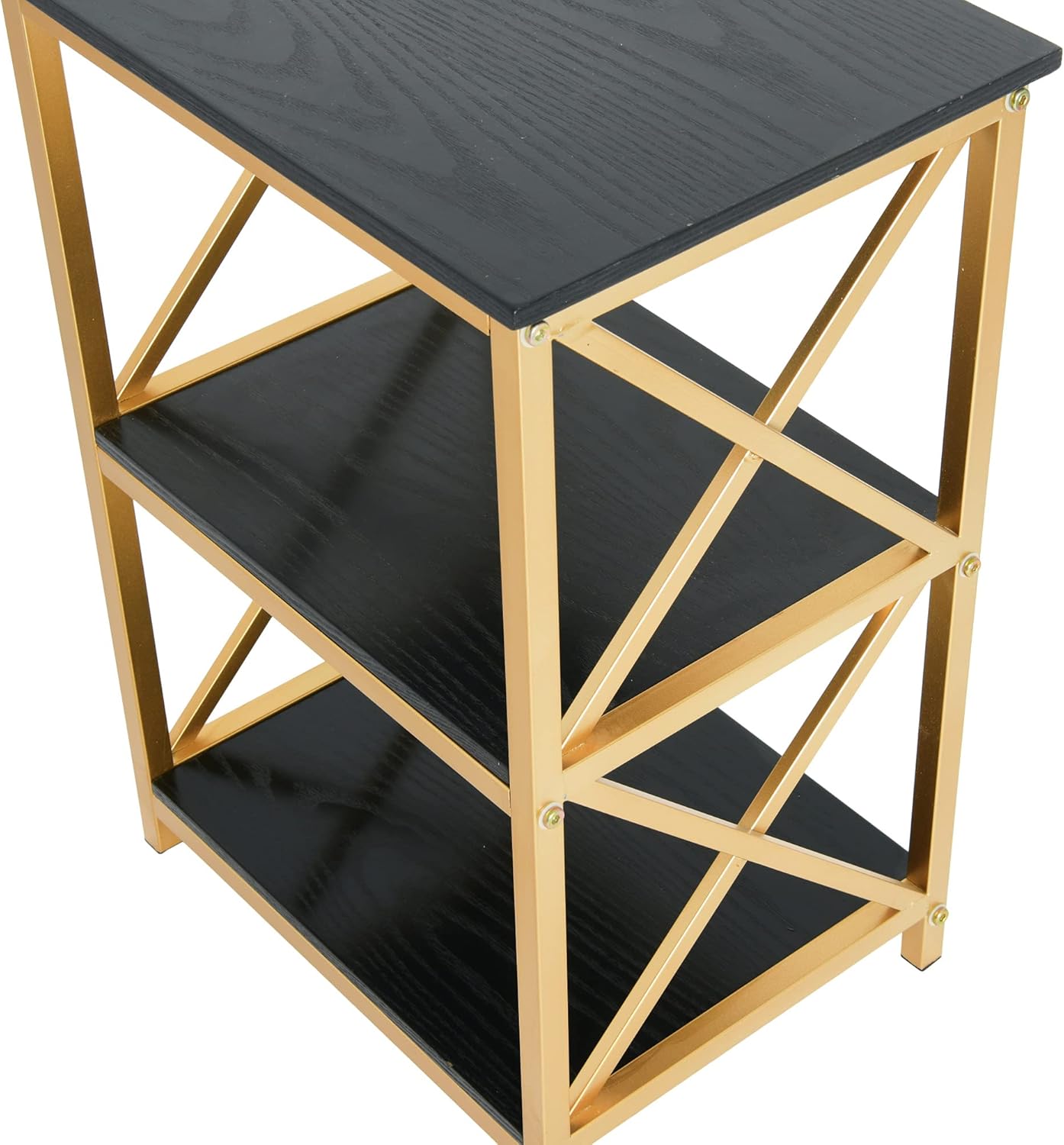 Creative CoOp Crossline Side Table Black and Gold