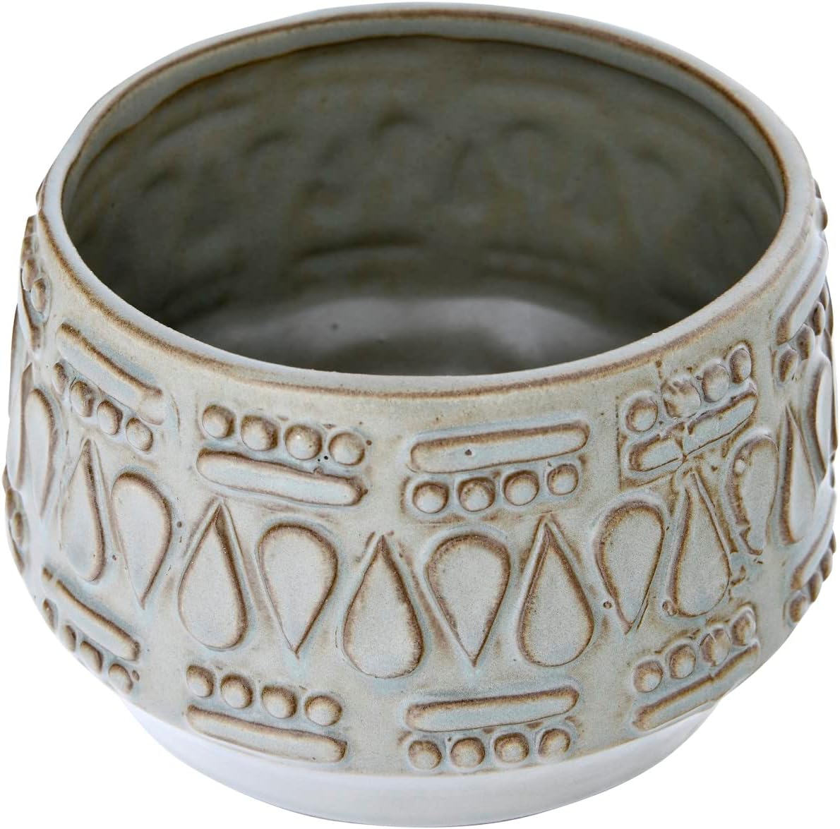 Creative CoOp DF2979 Embossed Stoneware Reactive Glaze Finish Holds 4quot PotEach one Will Vary Planter Green