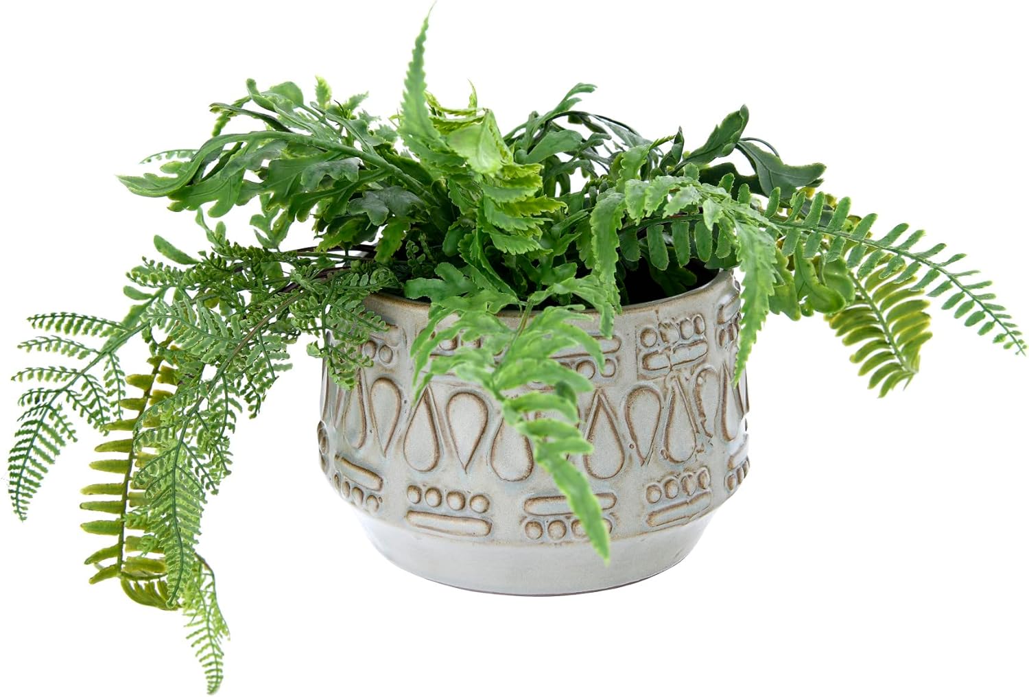 Creative CoOp DF2979 Embossed Stoneware Reactive Glaze Finish Holds 4quot PotEach one Will Vary Planter Green
