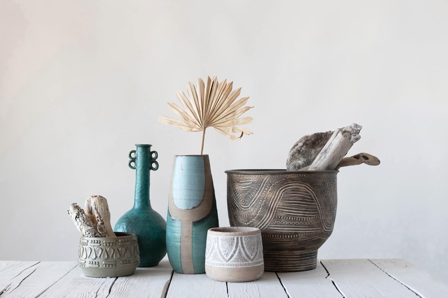 Creative CoOp DF2979 Embossed Stoneware Reactive Glaze Finish Holds 4quot PotEach one Will Vary Planter Green
