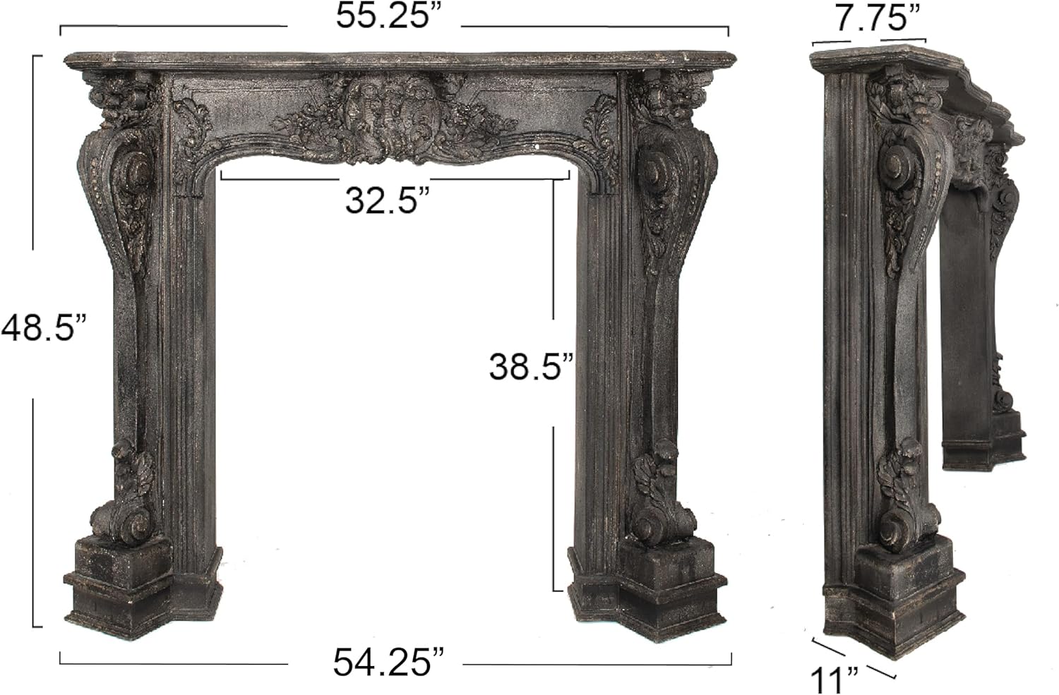 Creative CoOp Decorative Wood Fireplace MantelBlackBlack