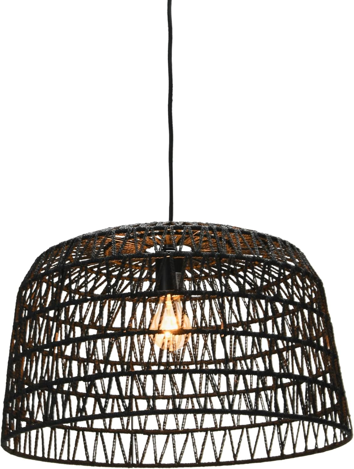 Creative CoOp EC0489 Woven Lamp Charcoal Gray Pendant Black