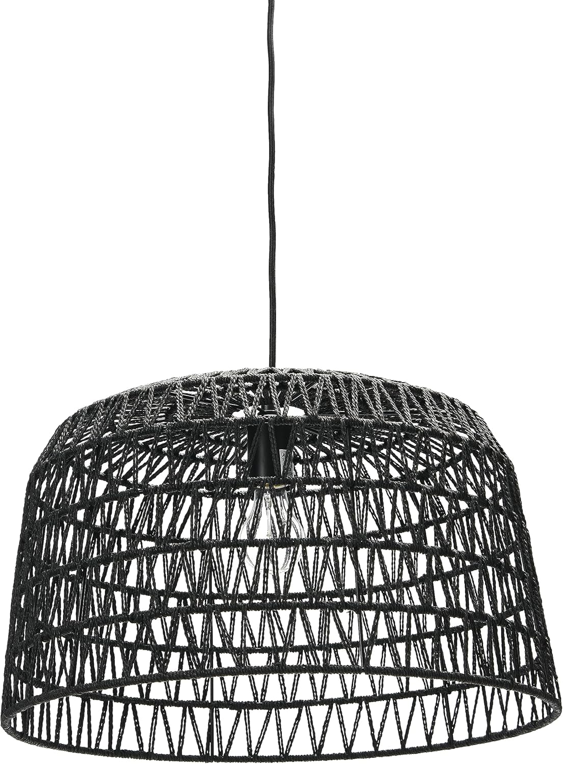 Creative CoOp EC0489 Woven Lamp Charcoal Gray Pendant Black