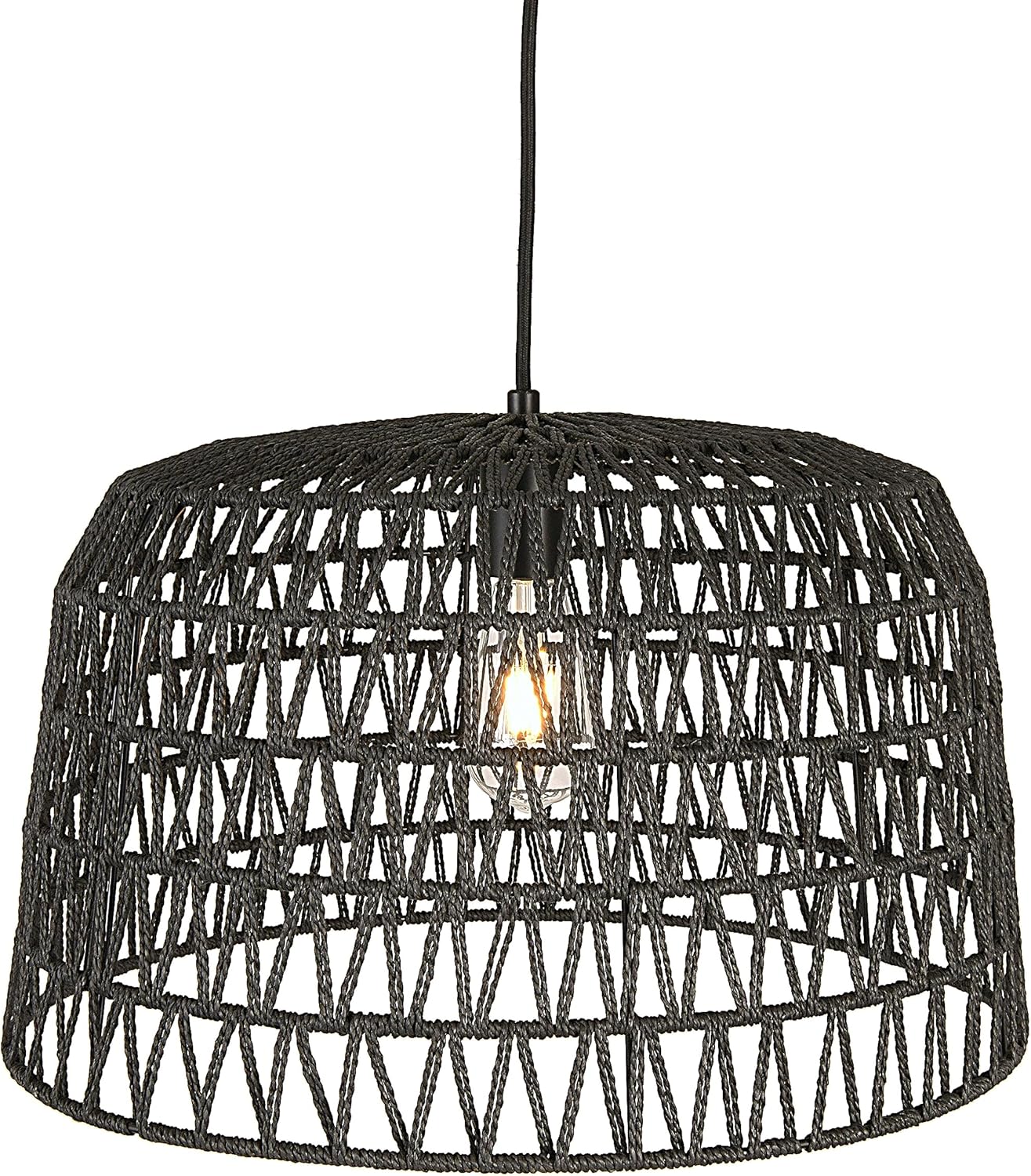 Creative CoOp EC0489 Woven Lamp Charcoal Gray Pendant Black