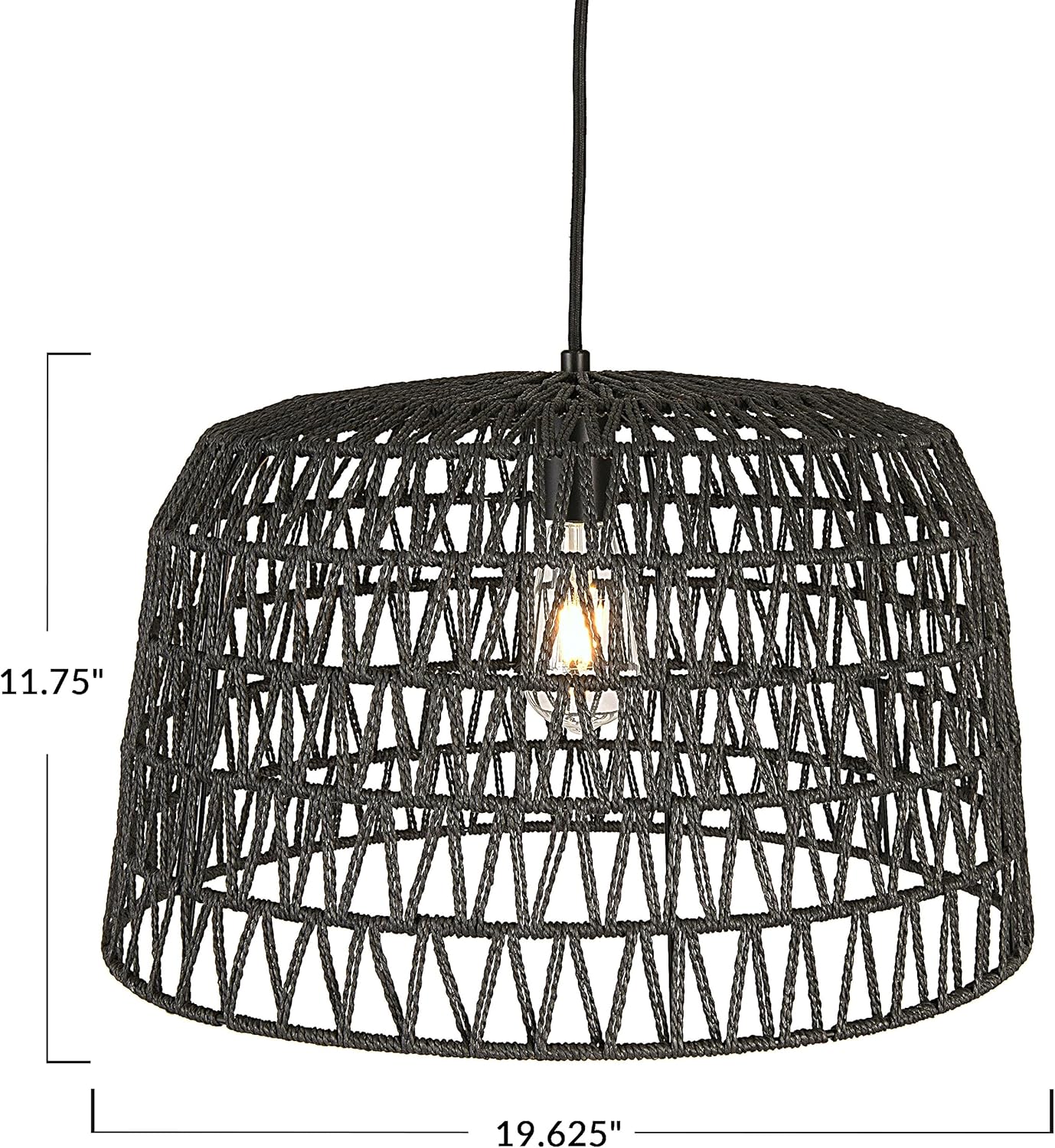 Creative CoOp EC0489 Woven Lamp Charcoal Gray Pendant Black