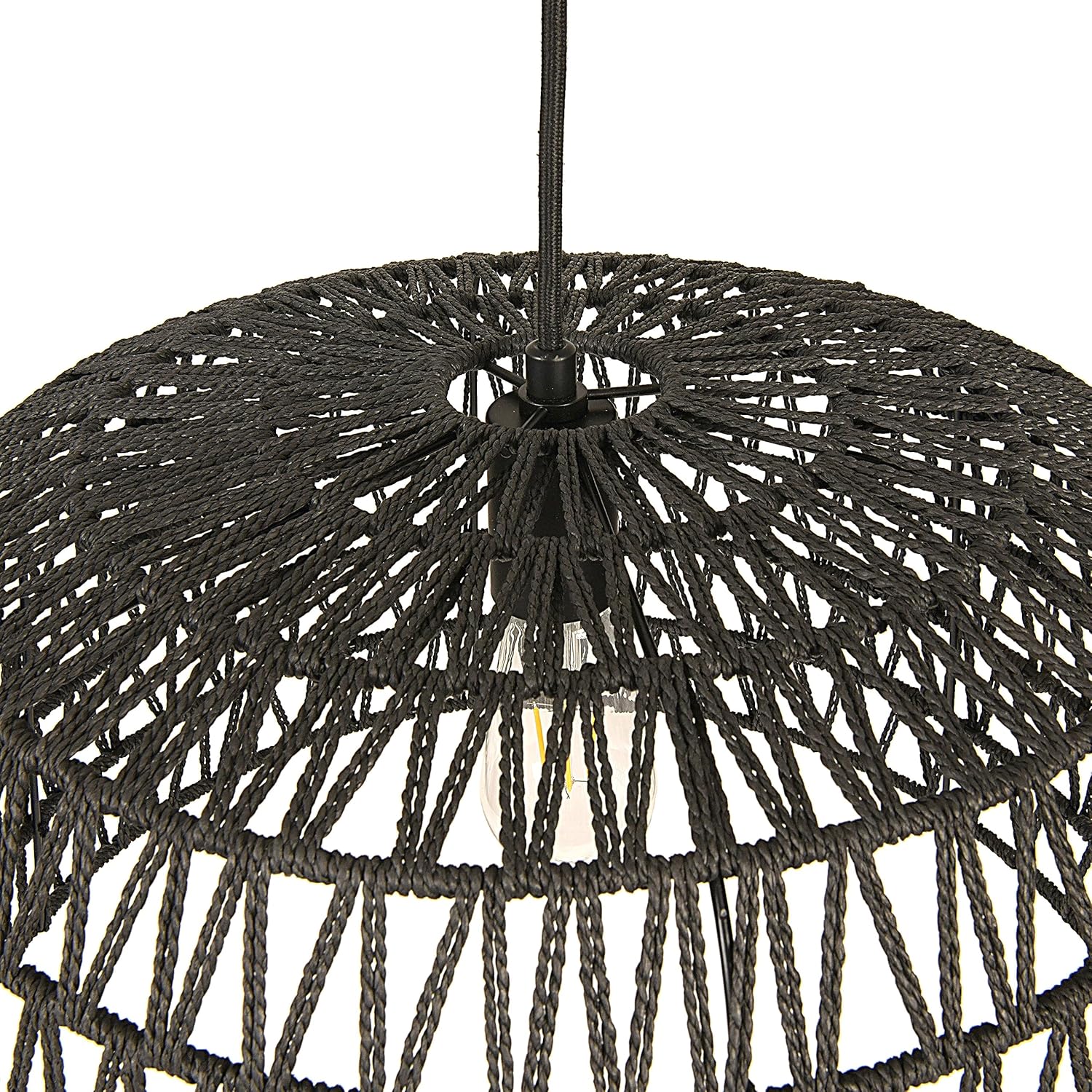 Creative CoOp EC0489 Woven Lamp Charcoal Gray Pendant Black