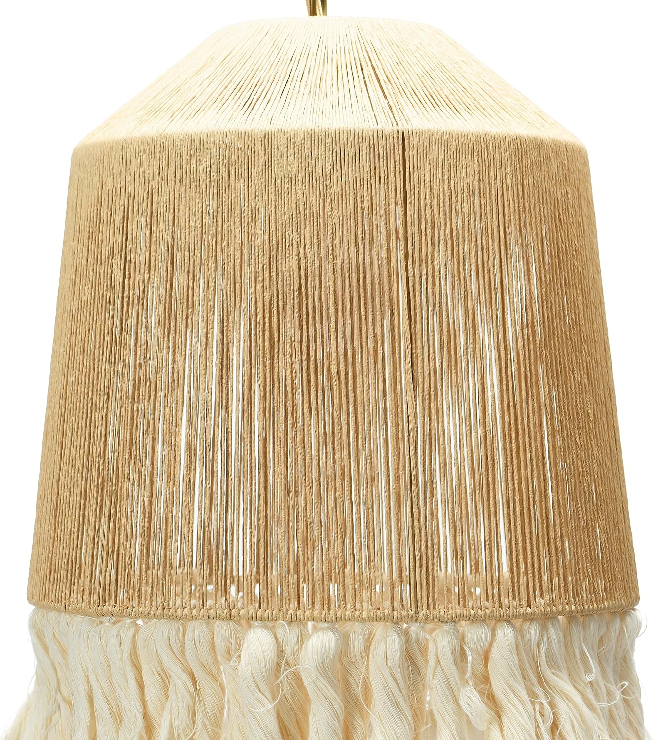 Creative CoOp EC0905 Coastal Lamp with Natural Paper Rope Shades Fringe Detail and Iron Base Pendant 1175quot1175