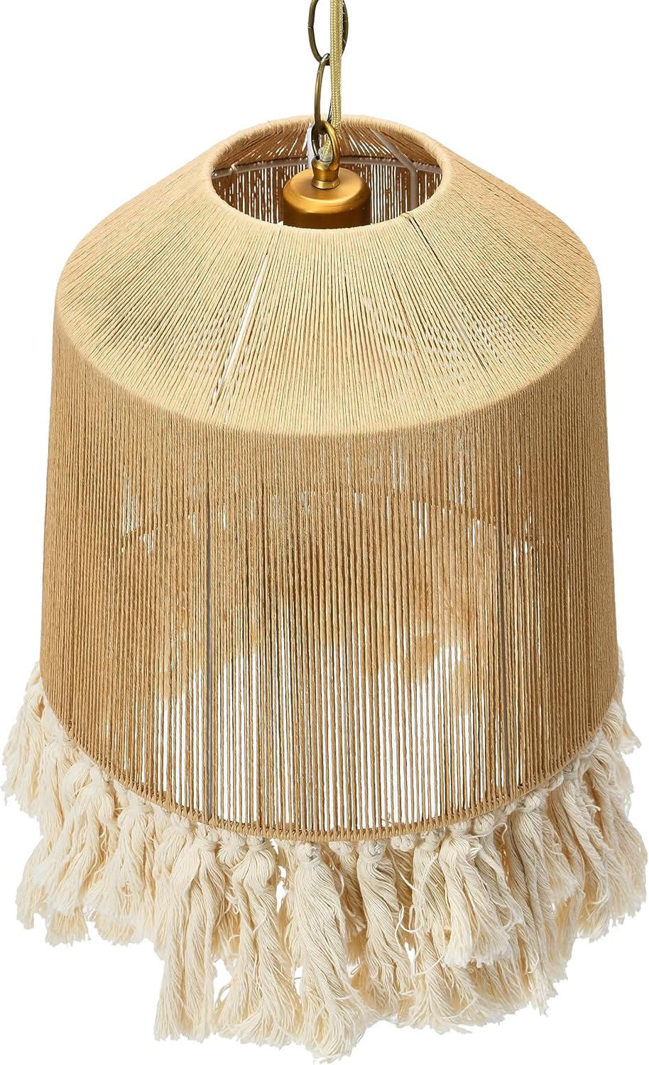 Creative CoOp EC0905 Coastal Lamp with Natural Paper Rope Shades Fringe Detail and Iron Base Pendant 1175quot1175