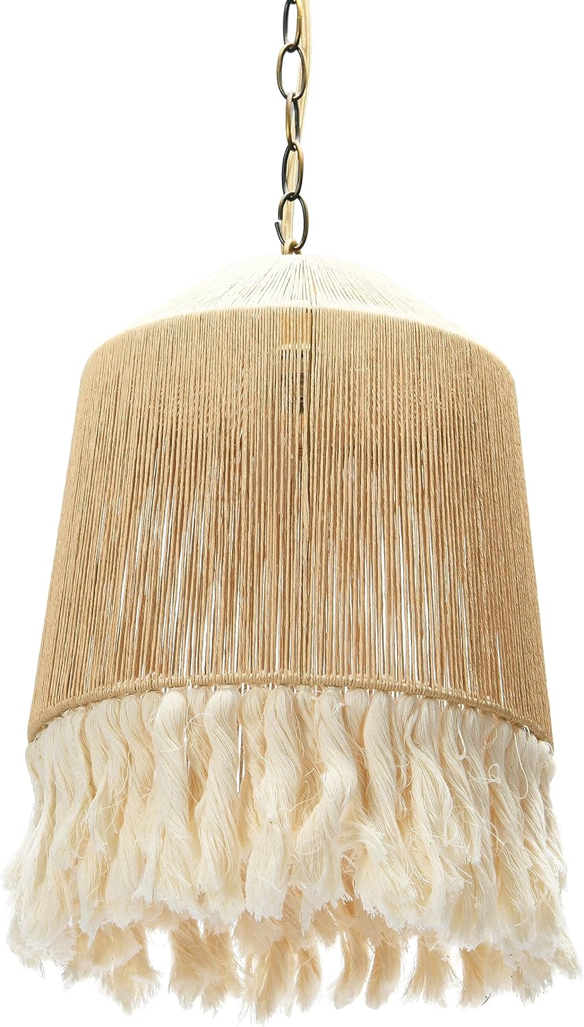 Creative CoOp EC0905 Coastal Lamp with Natural Paper Rope Shades Fringe Detail and Iron Base Pendant 1175quot1175