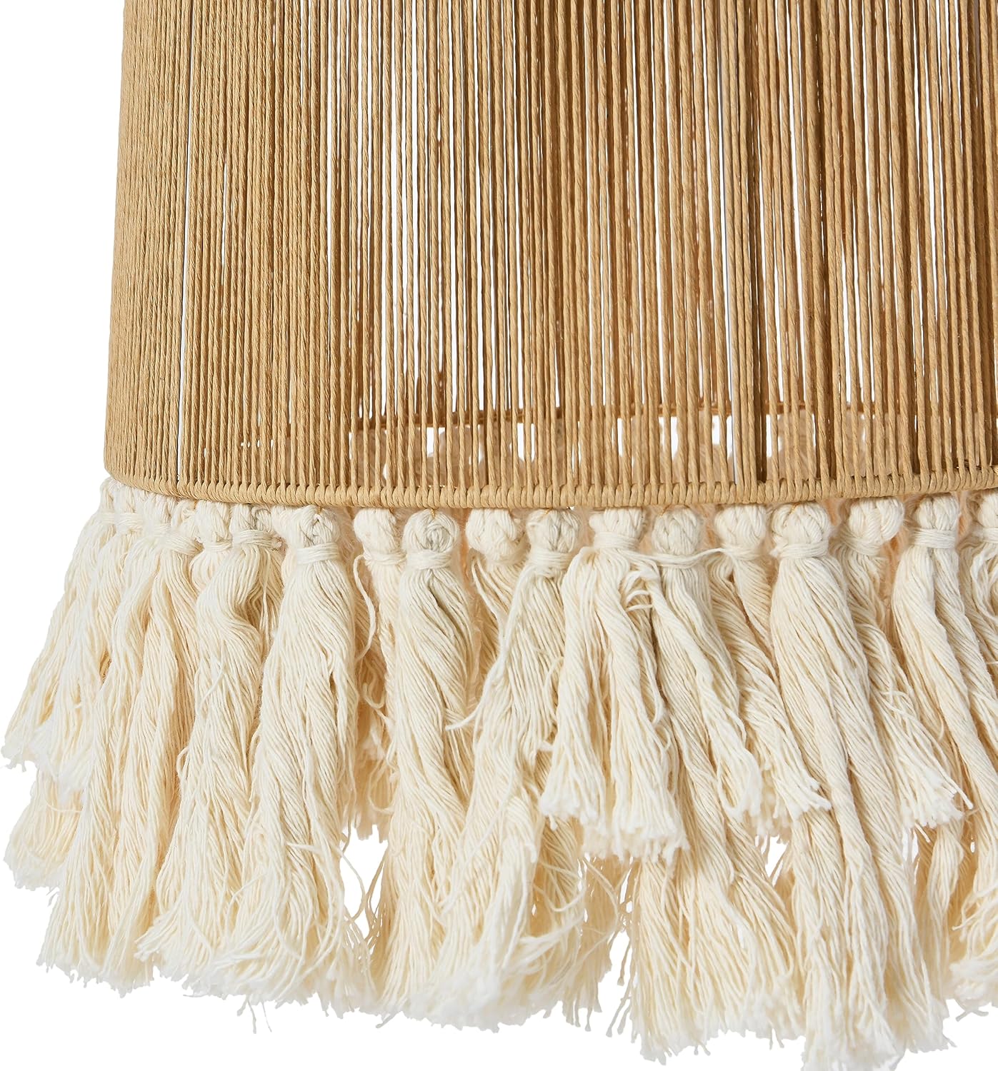 Creative CoOp EC0905 Coastal Lamp with Natural Paper Rope Shades Fringe Detail and Iron Base Pendant 1175quot1175