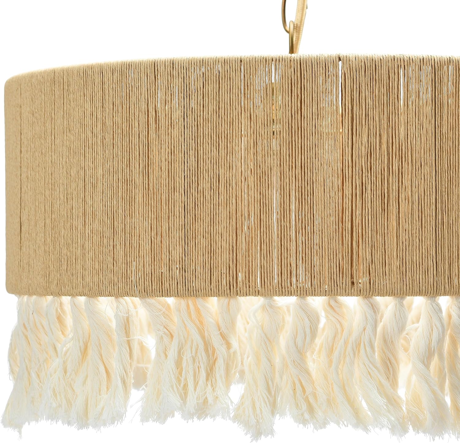 Creative CoOp EC0905 Coastal Lamp with Natural Paper Rope Shades Fringe Detail and Iron Base Pendant 1175quot1575