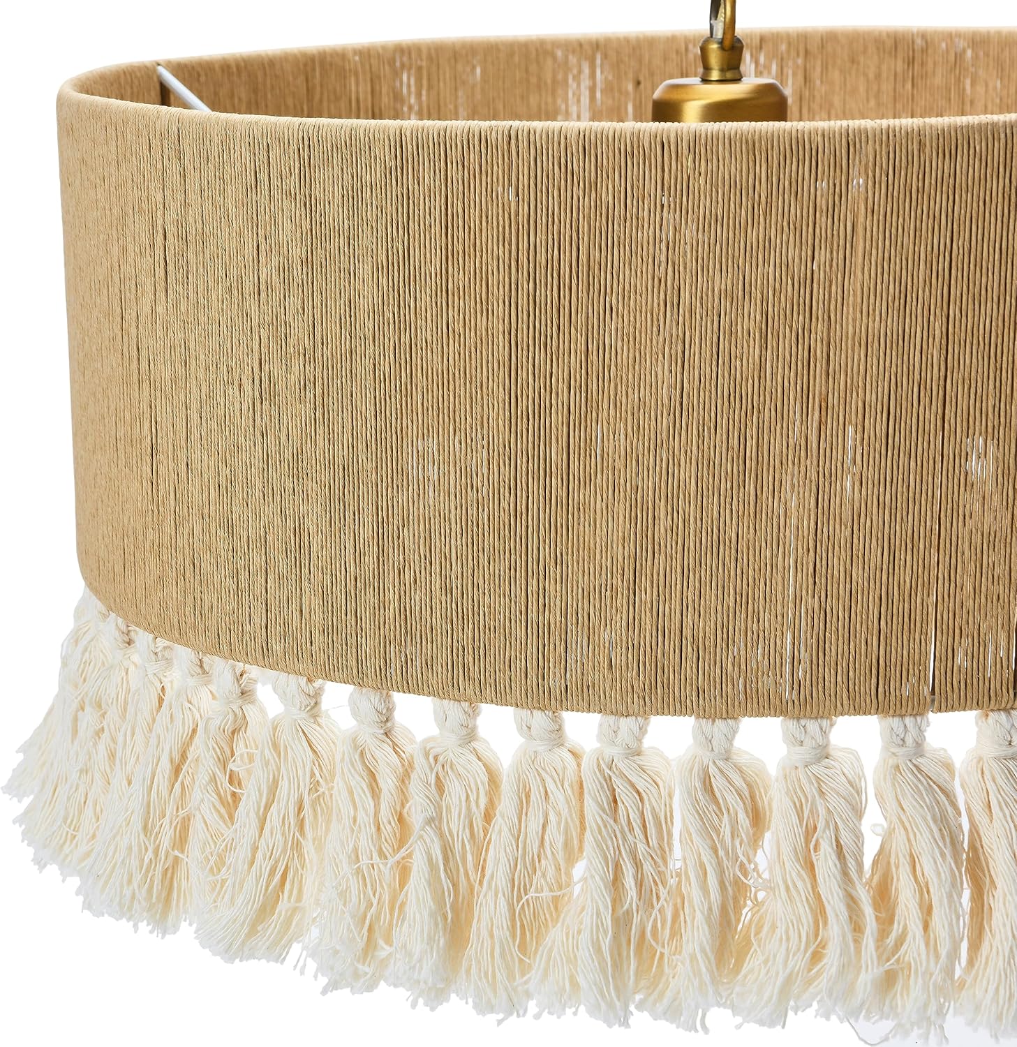 Creative CoOp EC0905 Coastal Lamp with Natural Paper Rope Shades Fringe Detail and Iron Base Pendant 1175quot1575