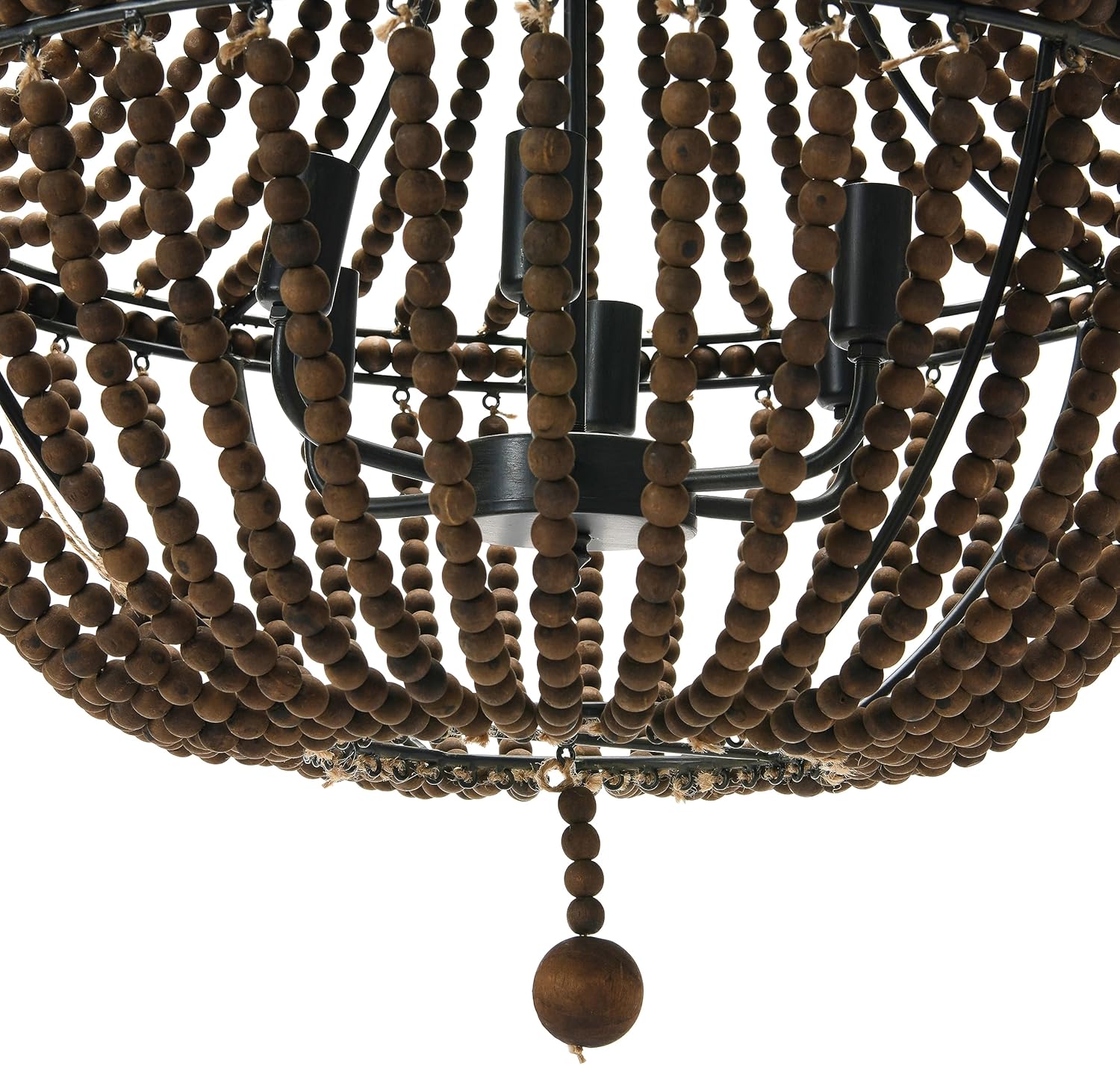 Creative CoOp EC0915 Draped Wood Bead Chandelier 21quot H CreamBrown