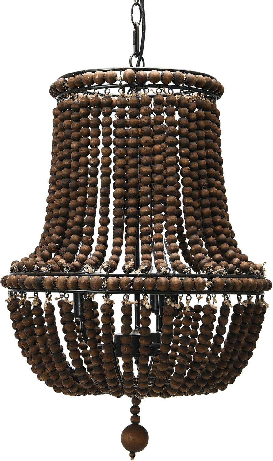 Creative CoOp EC0915 Draped Wood Bead Chandelier 21quot H CreamBrown