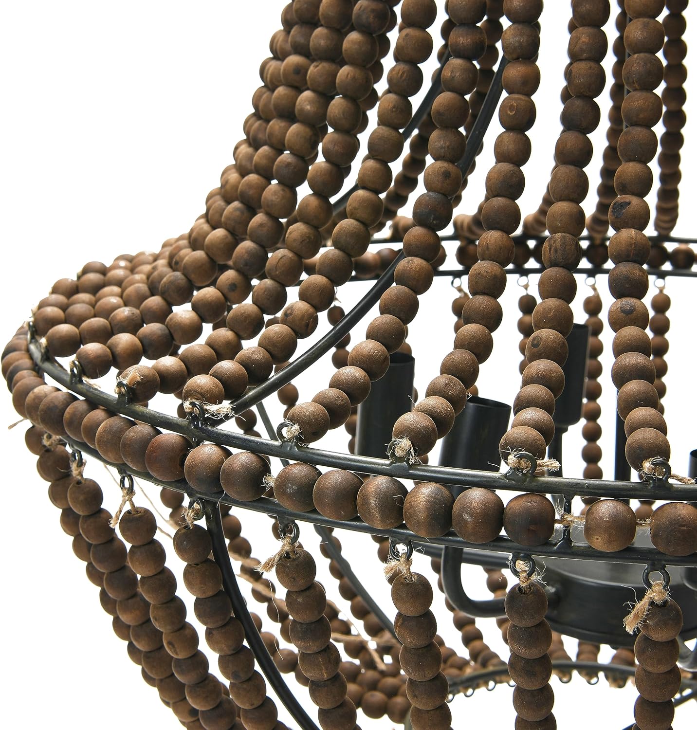 Creative CoOp EC0915 Draped Wood Bead Chandelier 21quot H CreamBrown