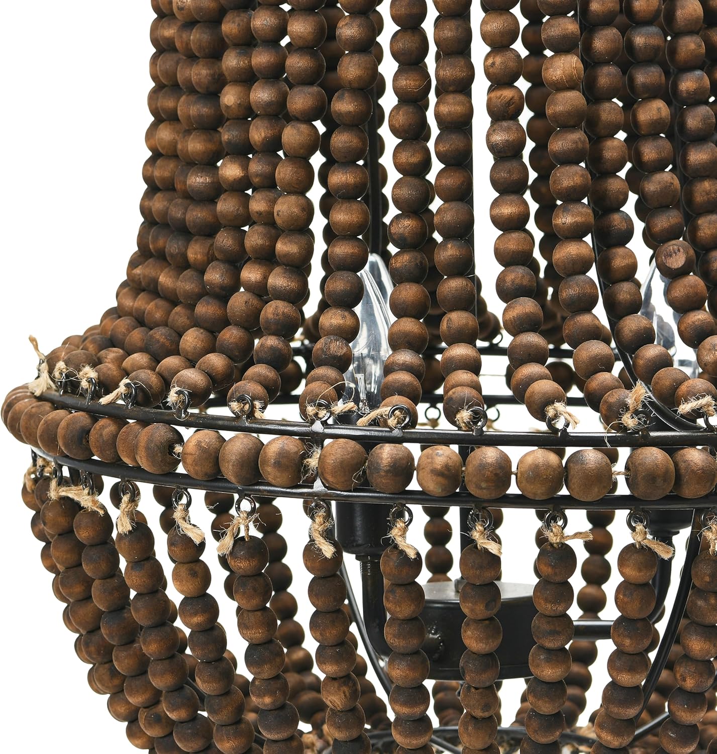 Creative CoOp EC0915 Draped Wood Bead Chandelier 21quot H CreamBrown