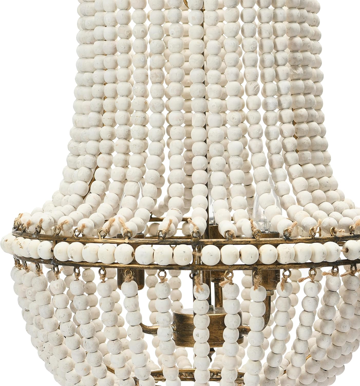 Creative CoOp EC0915 Draped Wood Bead Chandelier 21quot H CreamCream