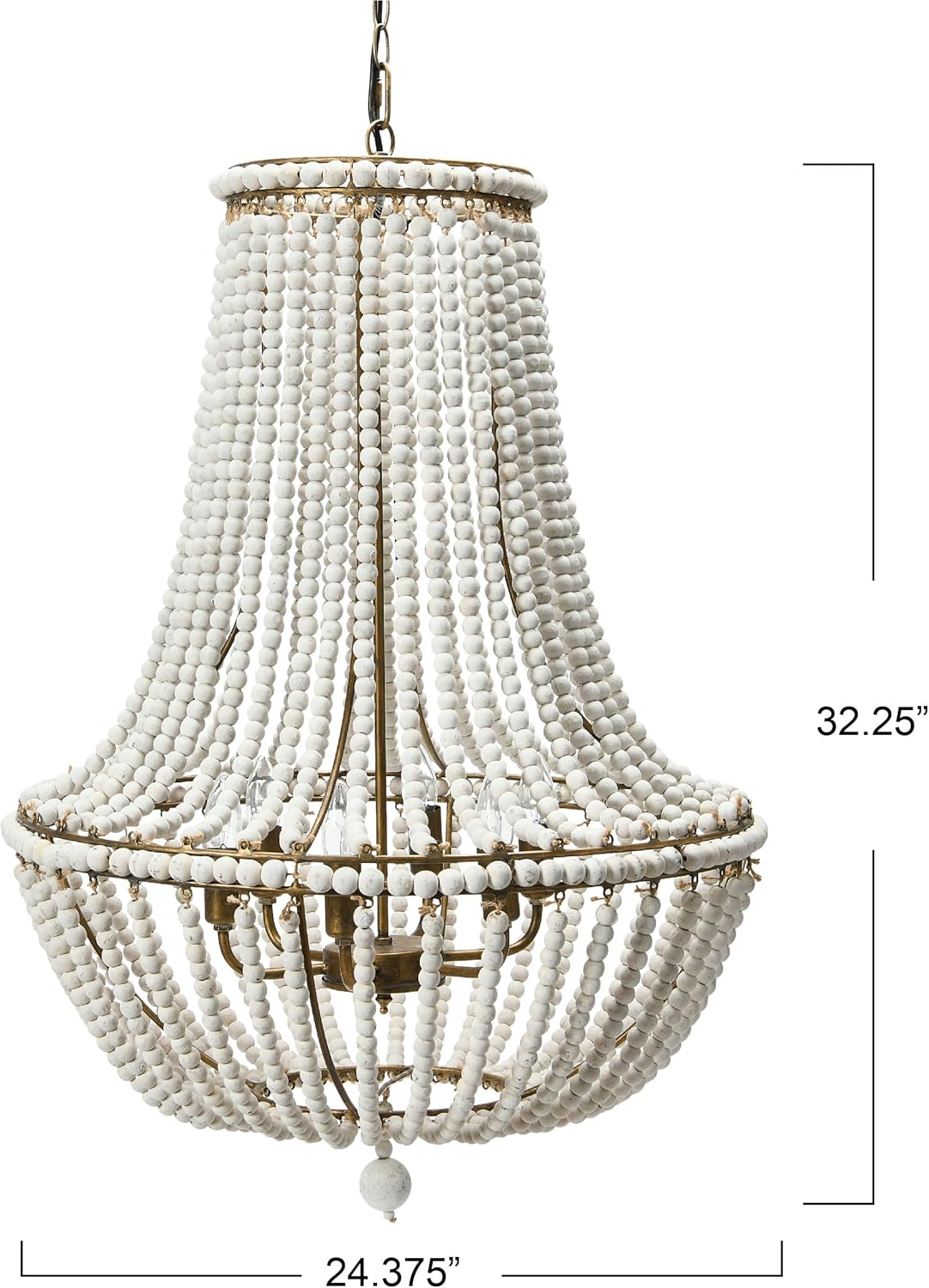 Creative CoOp EC0915 Draped Wood Bead Chandelier 21quot H CreamCream