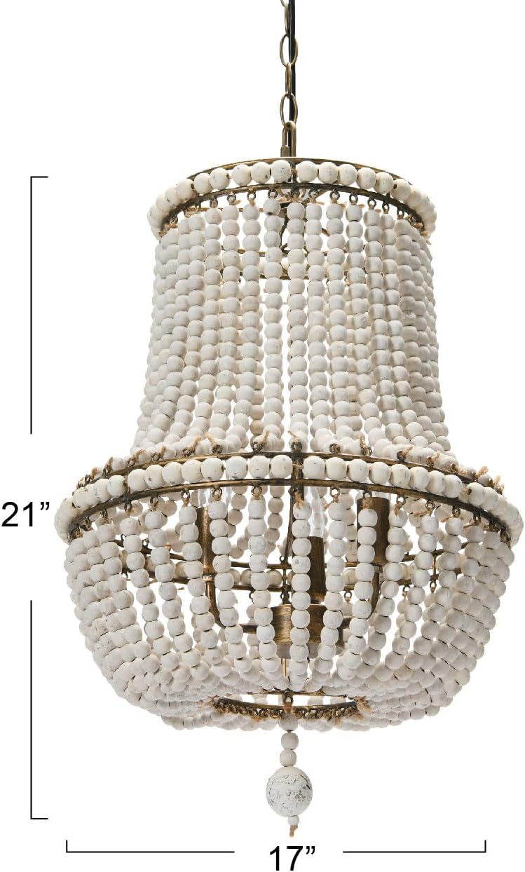 Creative CoOp EC0915 Draped Wood Bead Chandelier 21quot H CreamCream