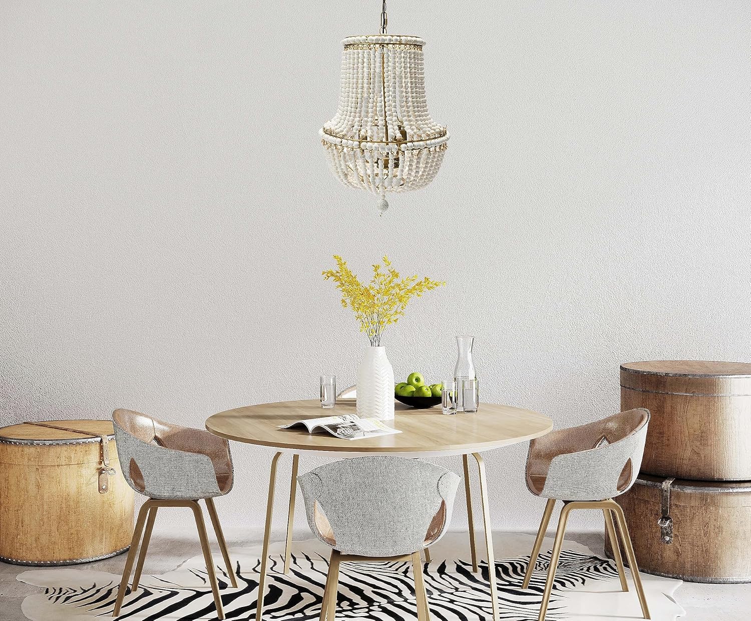 Creative CoOp EC0915 Draped Wood Bead Chandelier 21quot H CreamCream