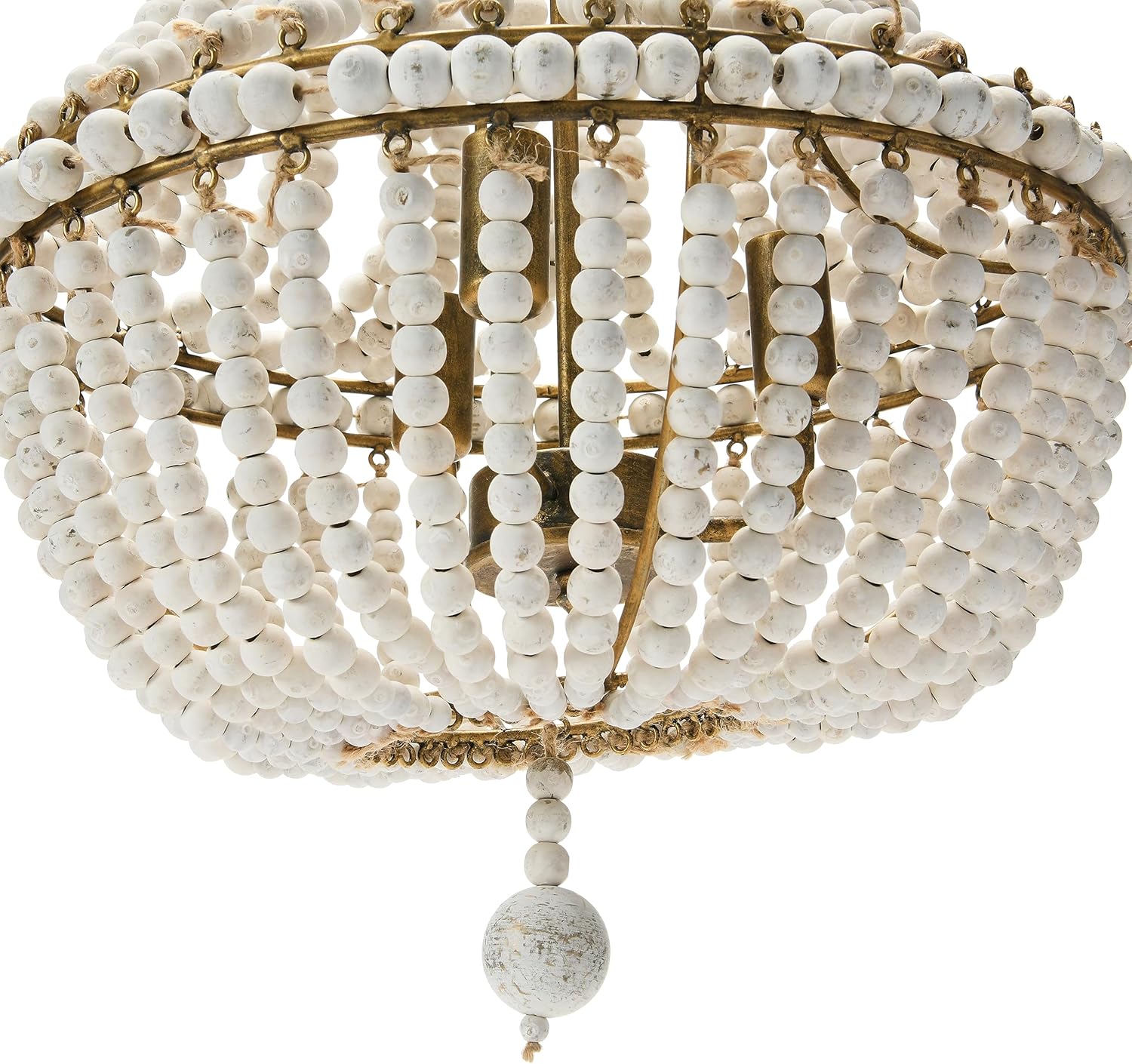 Creative CoOp EC0915 Draped Wood Bead Chandelier 21quot H CreamCream