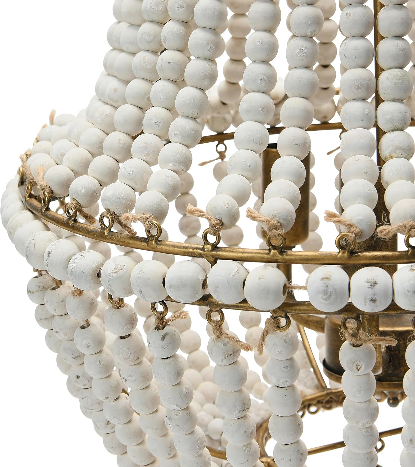 Creative CoOp EC0915 Draped Wood Bead Chandelier 21quot H CreamCream