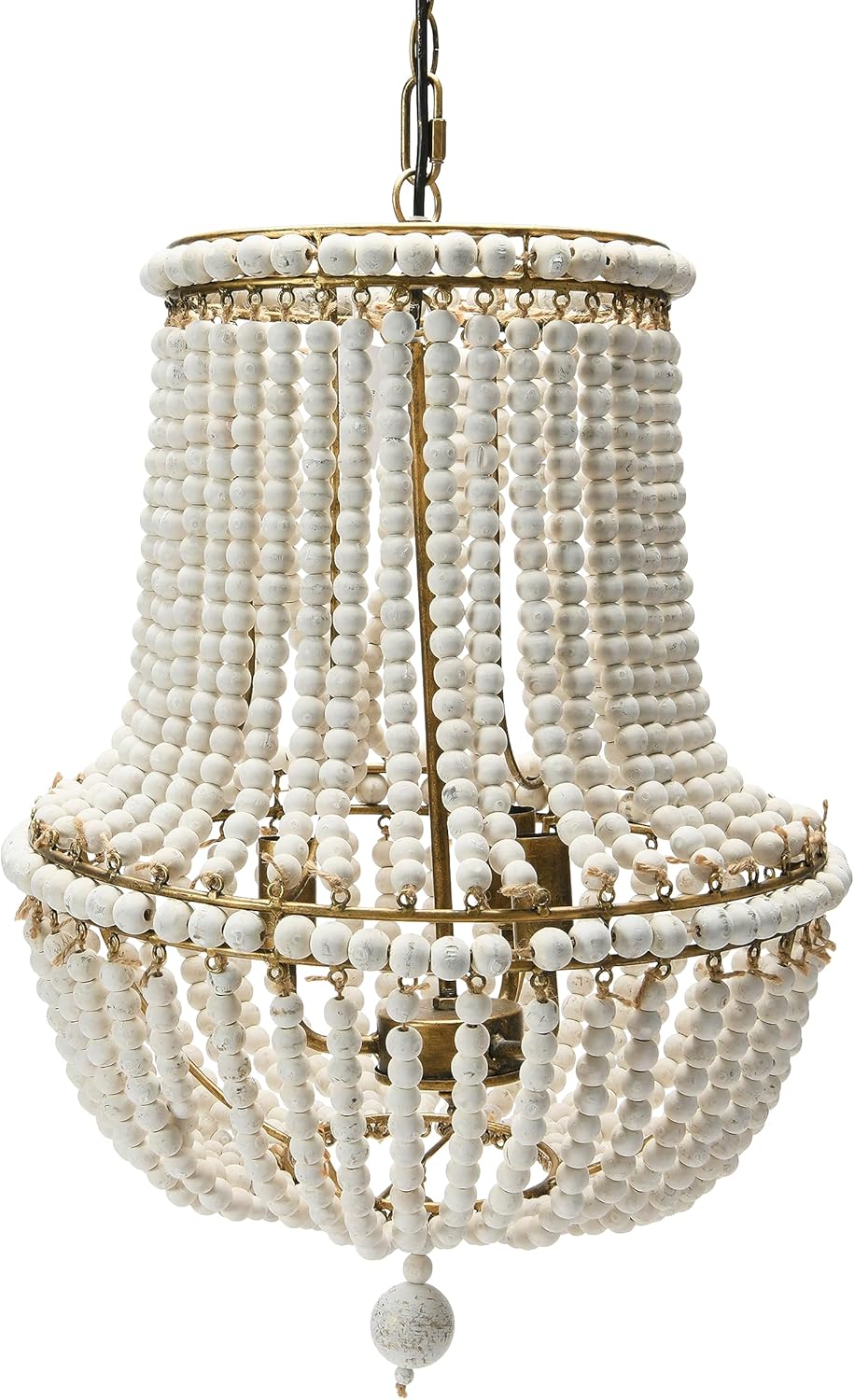Creative CoOp EC0915 Draped Wood Bead Chandelier 21quot H CreamCream