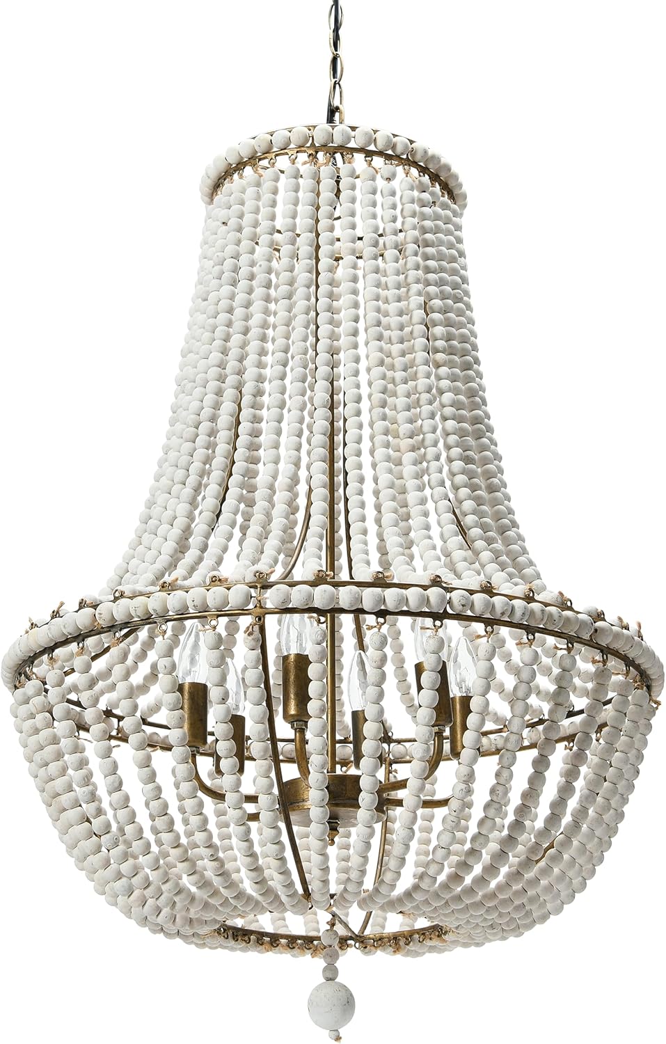 Creative CoOp EC0915 Draped Wood Bead Chandelier 21quot H CreamCream