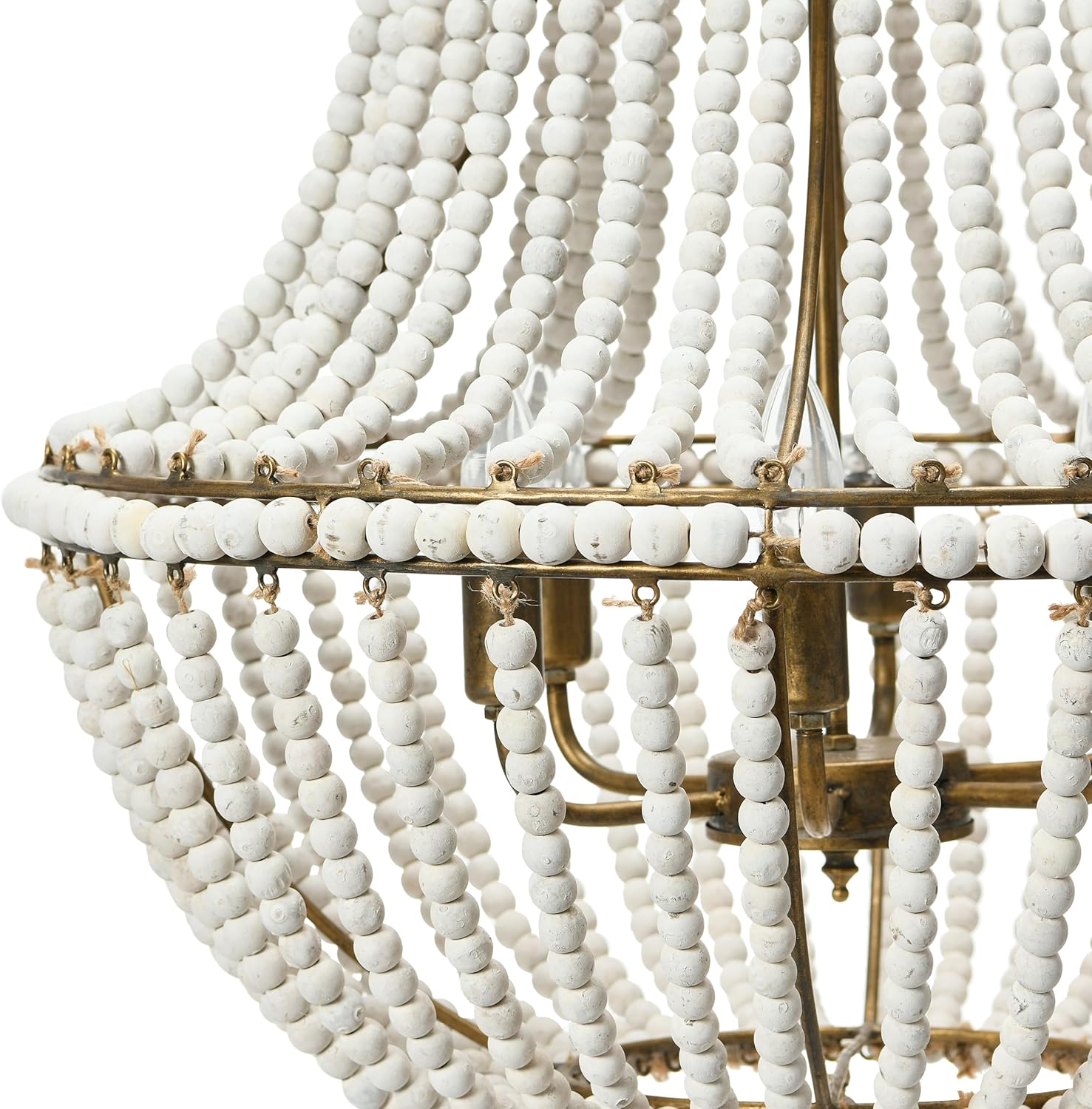 Creative CoOp EC0915 Draped Wood Bead Chandelier 21quot H CreamCream