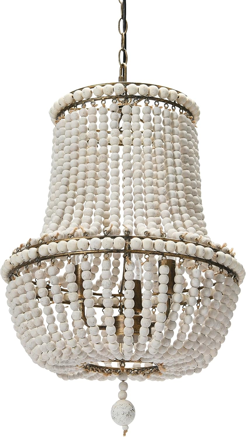 Creative CoOp EC0915 Draped Wood Bead Chandelier 21quot H CreamCream