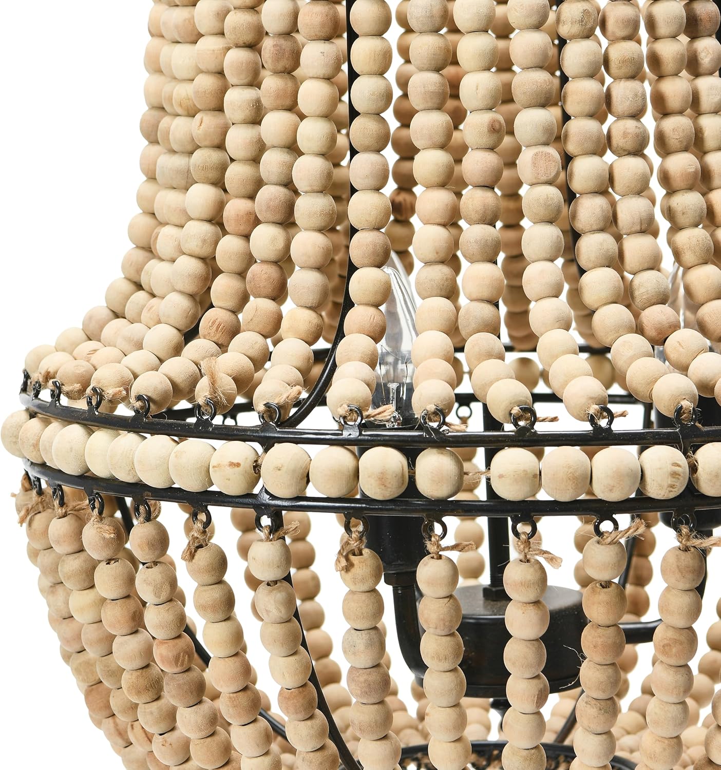 Creative CoOp EC0915 Draped Wood Bead Chandelier 21quot H CreamNatural