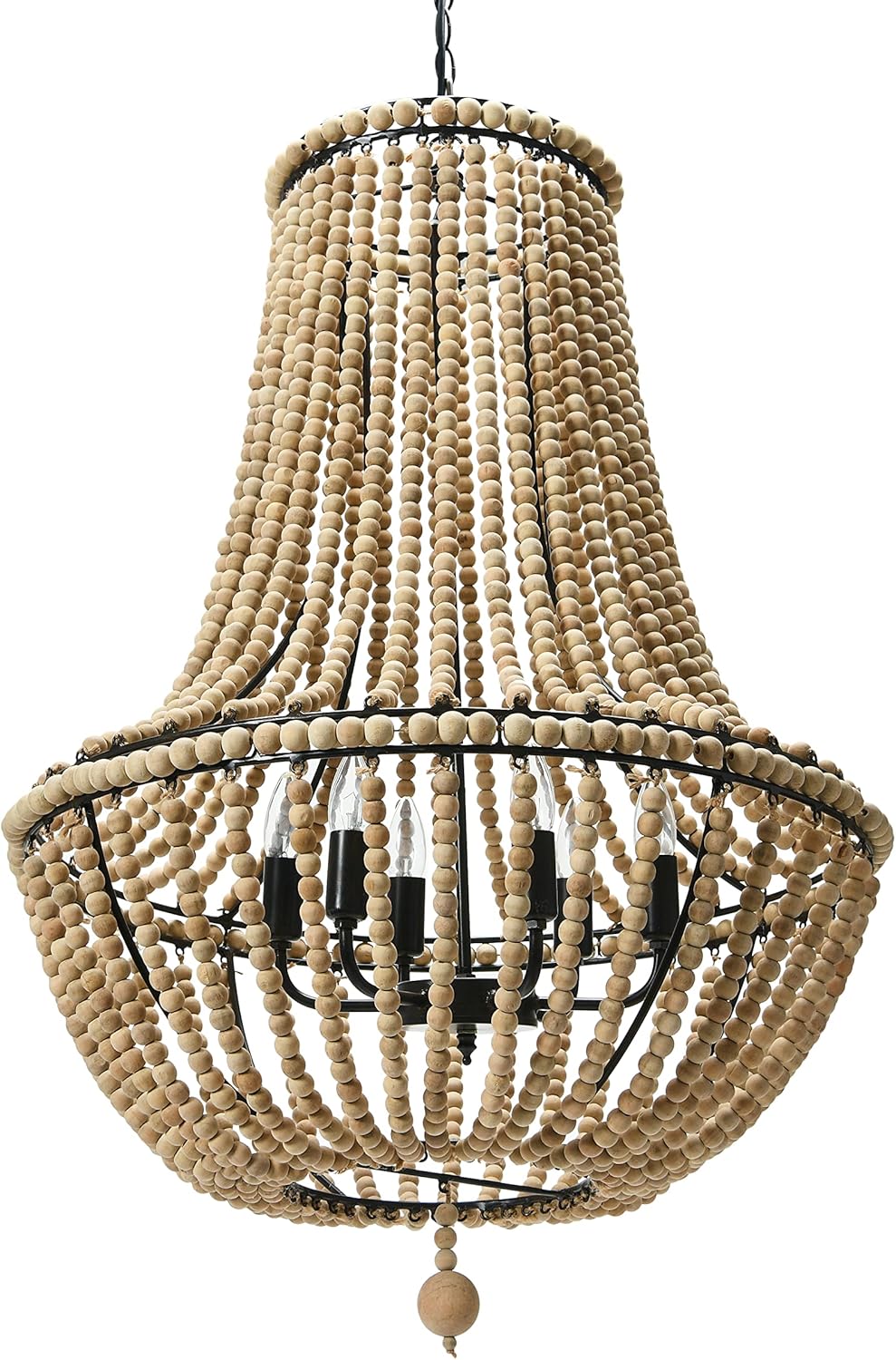 Creative CoOp EC0915 Draped Wood Bead Chandelier 21quot H CreamNatural