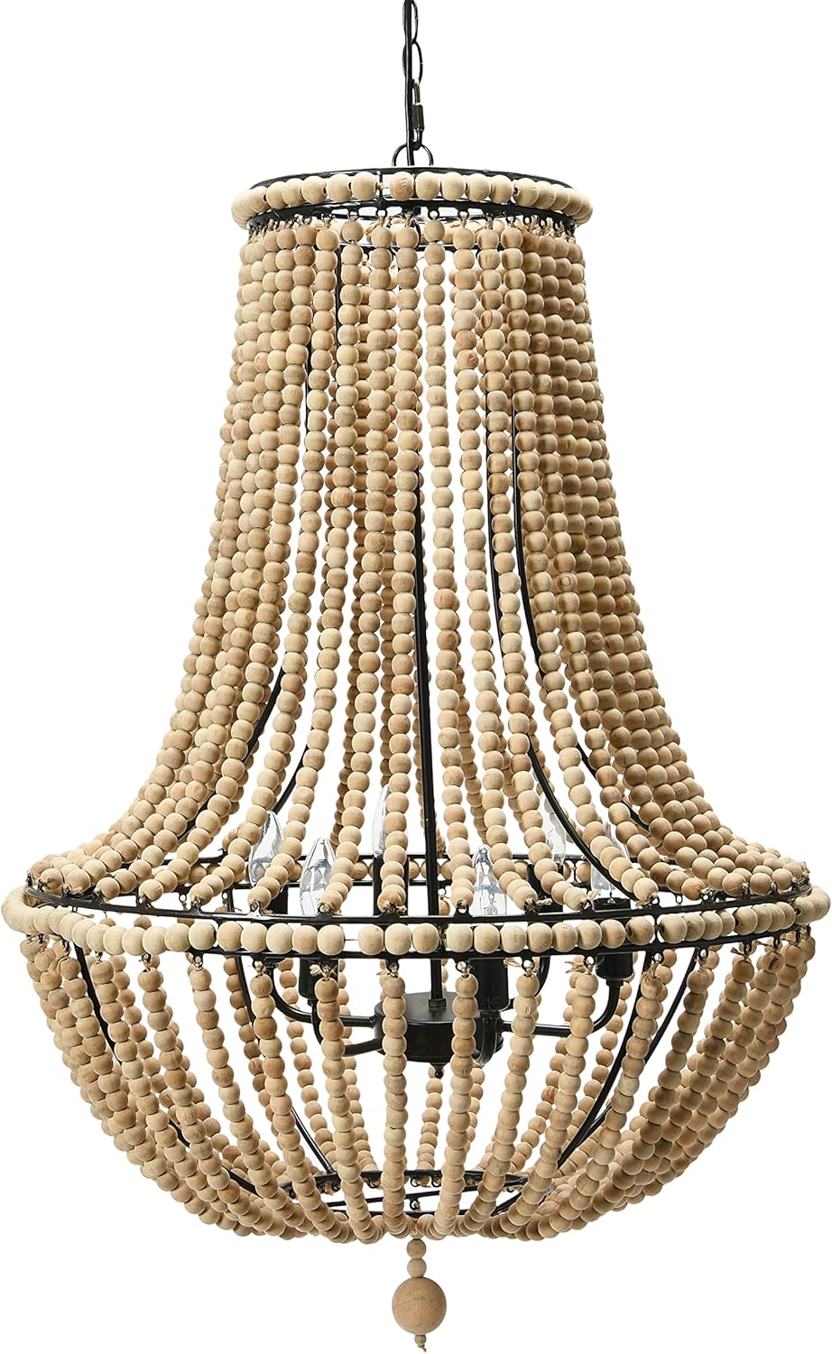 Creative CoOp EC0915 Draped Wood Bead Chandelier 21quot H CreamNatural