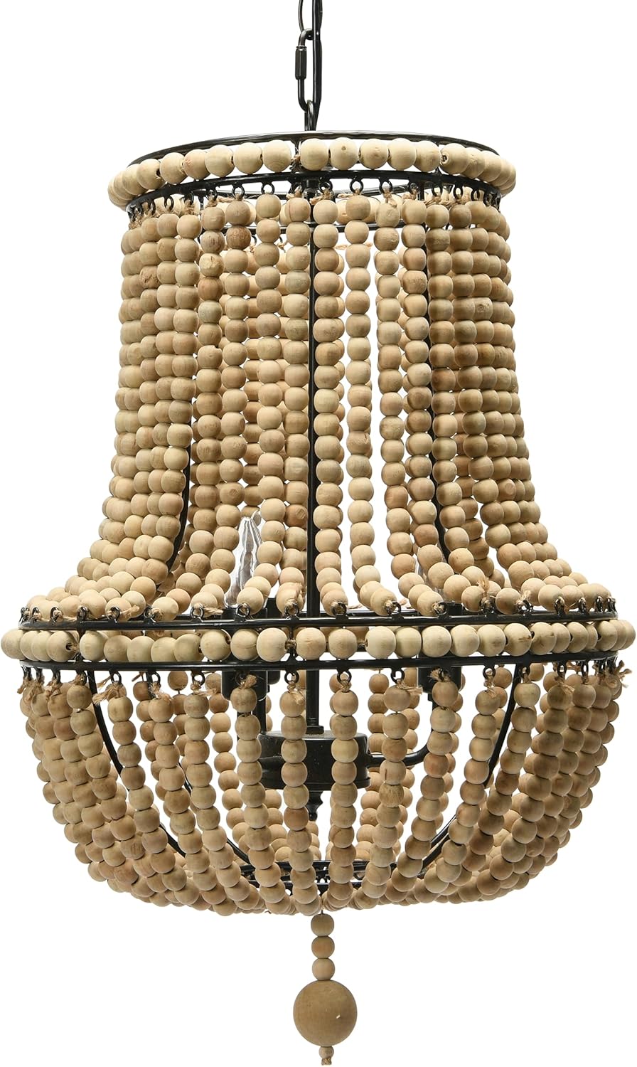 Creative CoOp EC0915 Draped Wood Bead Chandelier 21quot H CreamNatural
