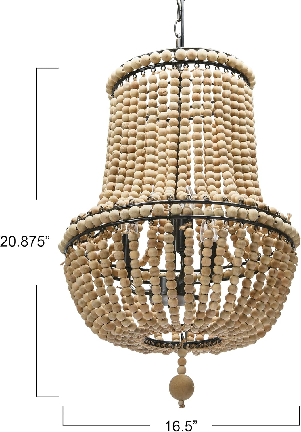 Creative CoOp EC0915 Draped Wood Bead Chandelier 21quot H CreamNatural