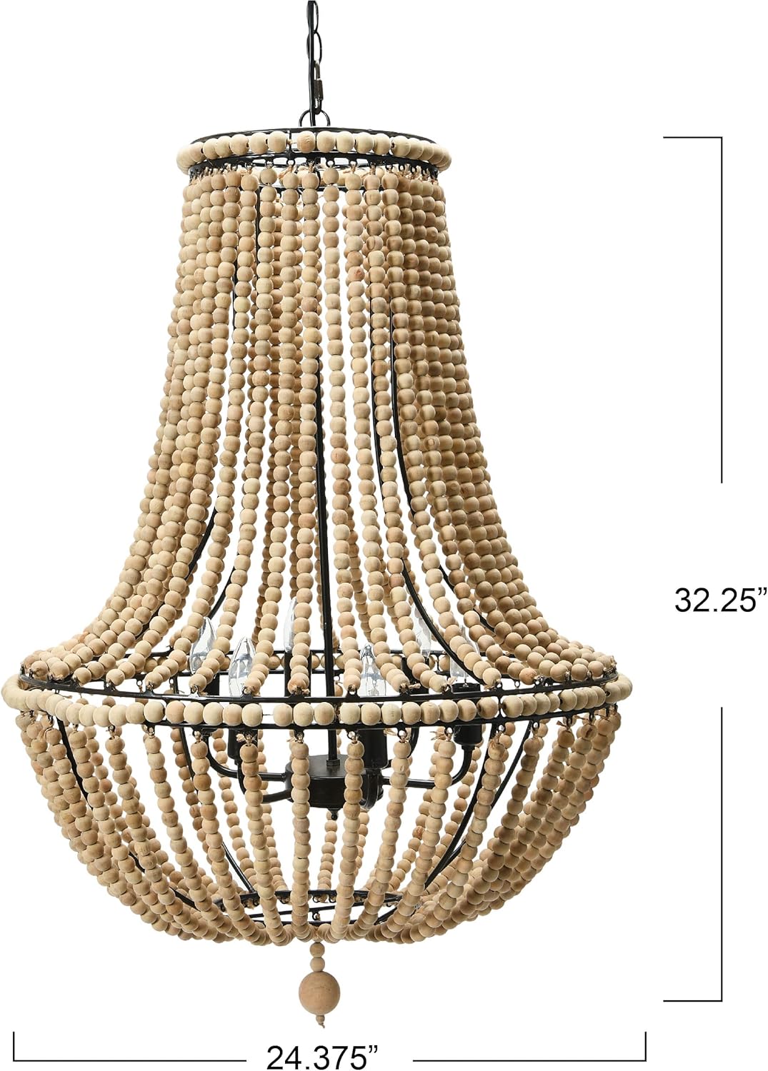 Creative CoOp EC0915 Draped Wood Bead Chandelier 21quot H CreamNatural