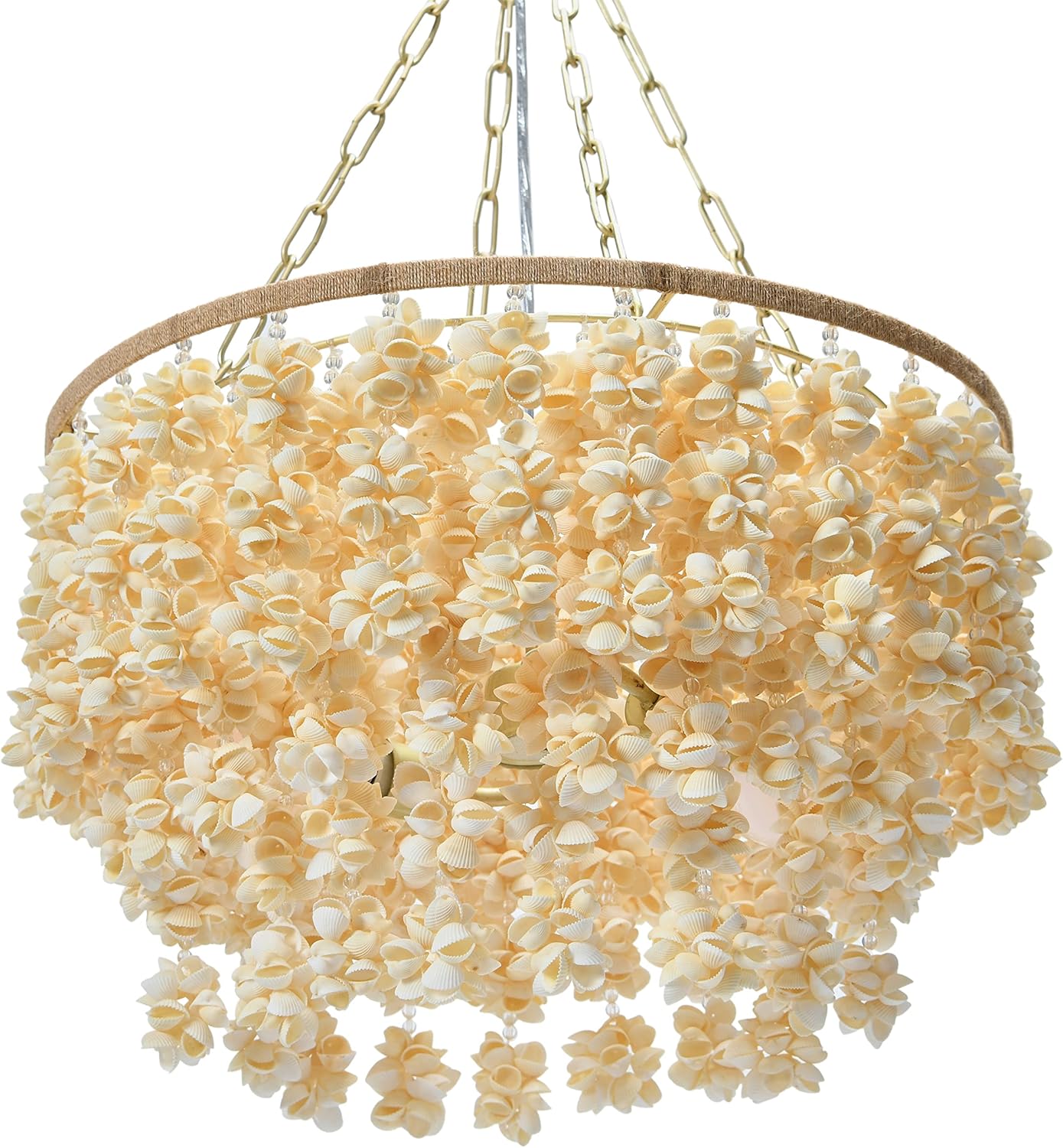 Creative CoOp EC1051 20quot Round Metal and Shell Style Ceiling Light ChandelierChandelier
