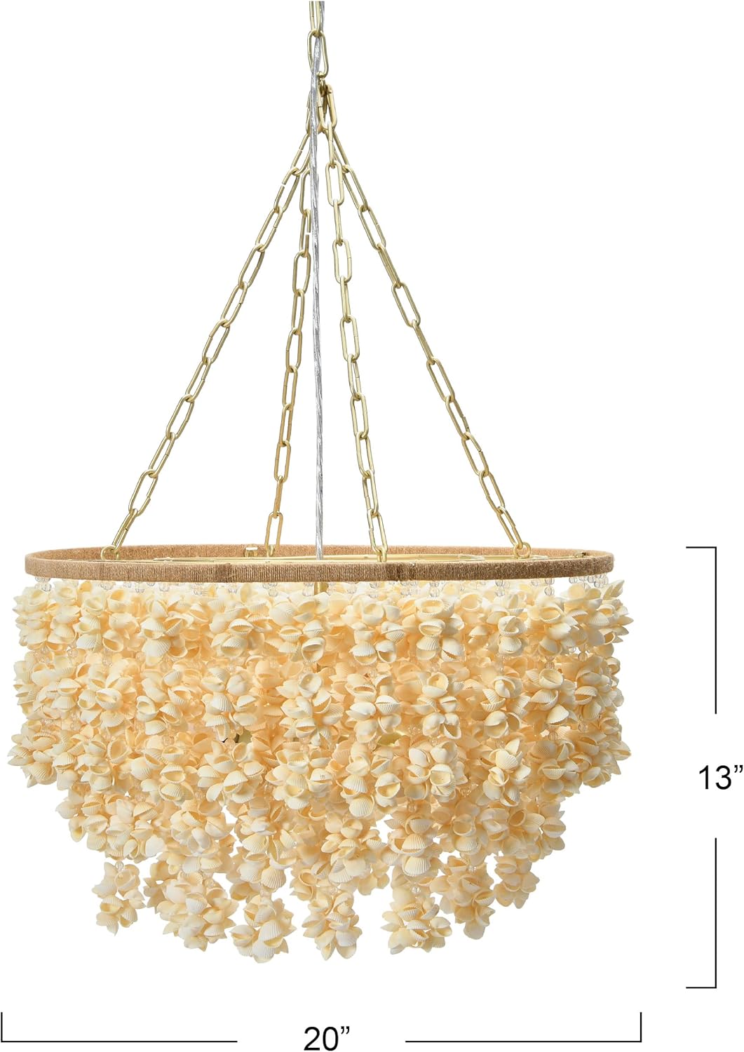 Creative CoOp EC1051 20quot Round Metal and Shell Style Ceiling Light ChandelierChandelier