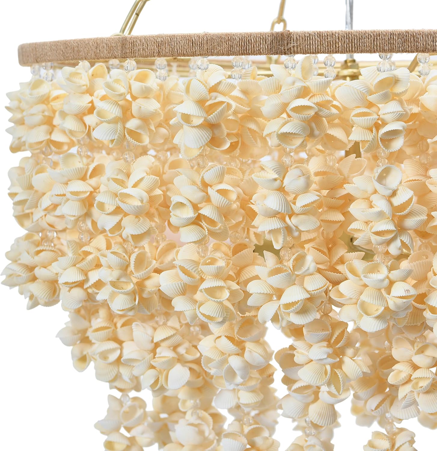 Creative CoOp EC1051 20quot Round Metal and Shell Style Ceiling Light ChandelierChandelier