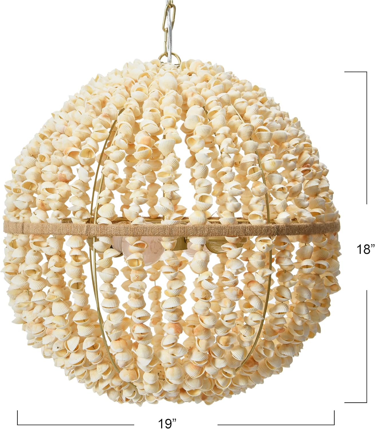Creative CoOp EC1051 20quot Round Metal and Shell Style Ceiling Light ChandelierPendant