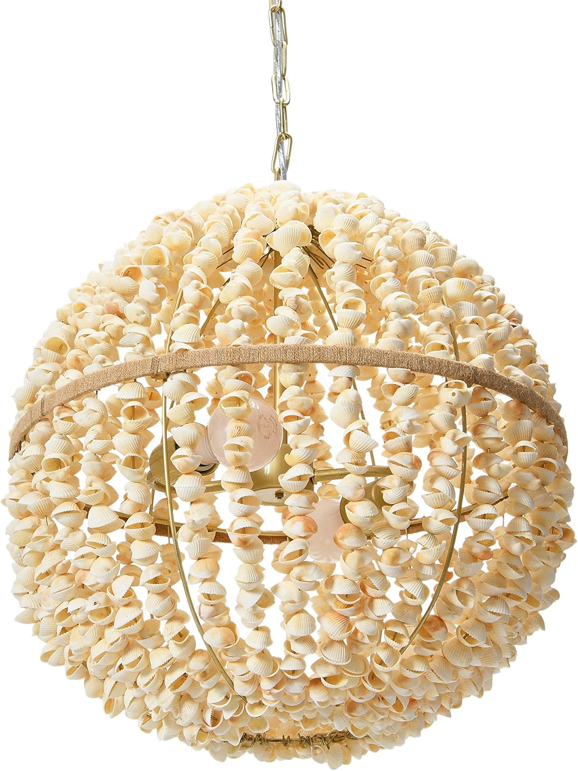 Creative CoOp EC1051 20quot Round Metal and Shell Style Ceiling Light ChandelierPendant