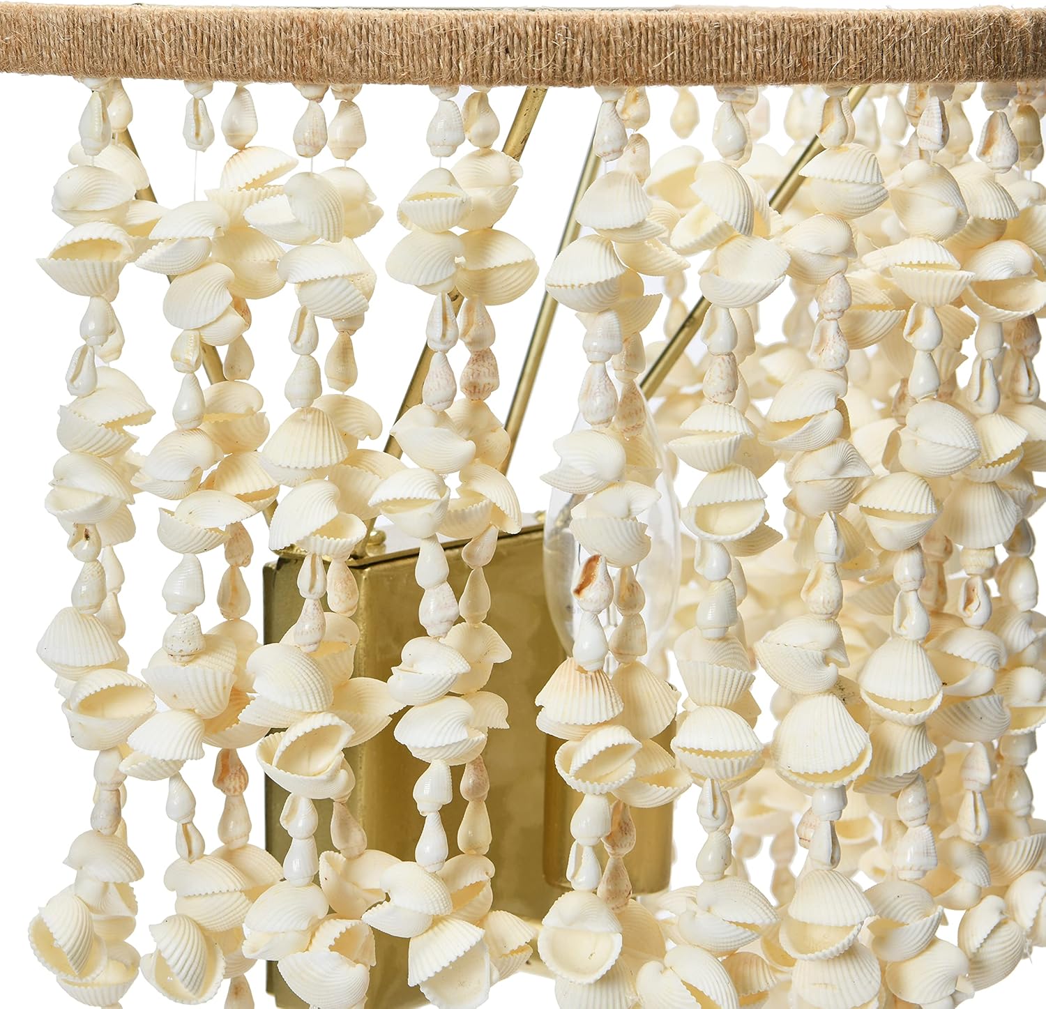 Creative CoOp EC1051 20quot Round Metal and Shell Style Ceiling Light ChandelierWall Scone