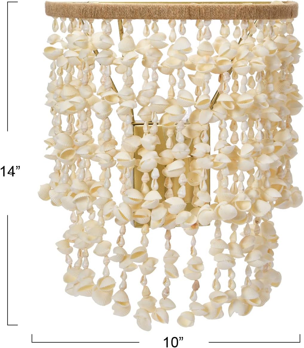 Creative CoOp EC1051 20quot Round Metal and Shell Style Ceiling Light ChandelierWall Scone