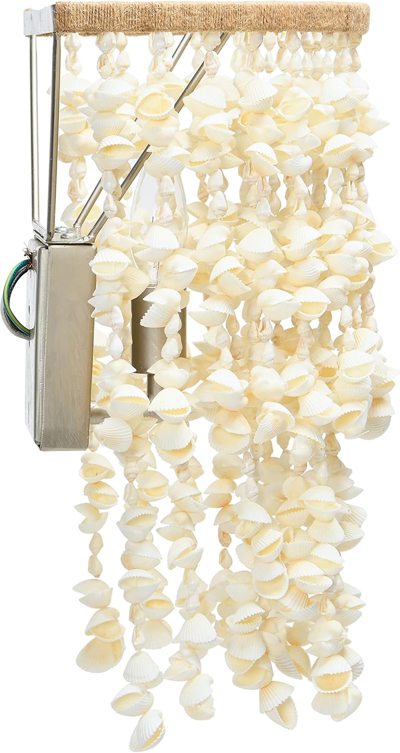 Creative CoOp EC1051 20quot Round Metal and Shell Style Ceiling Light ChandelierWall Scone