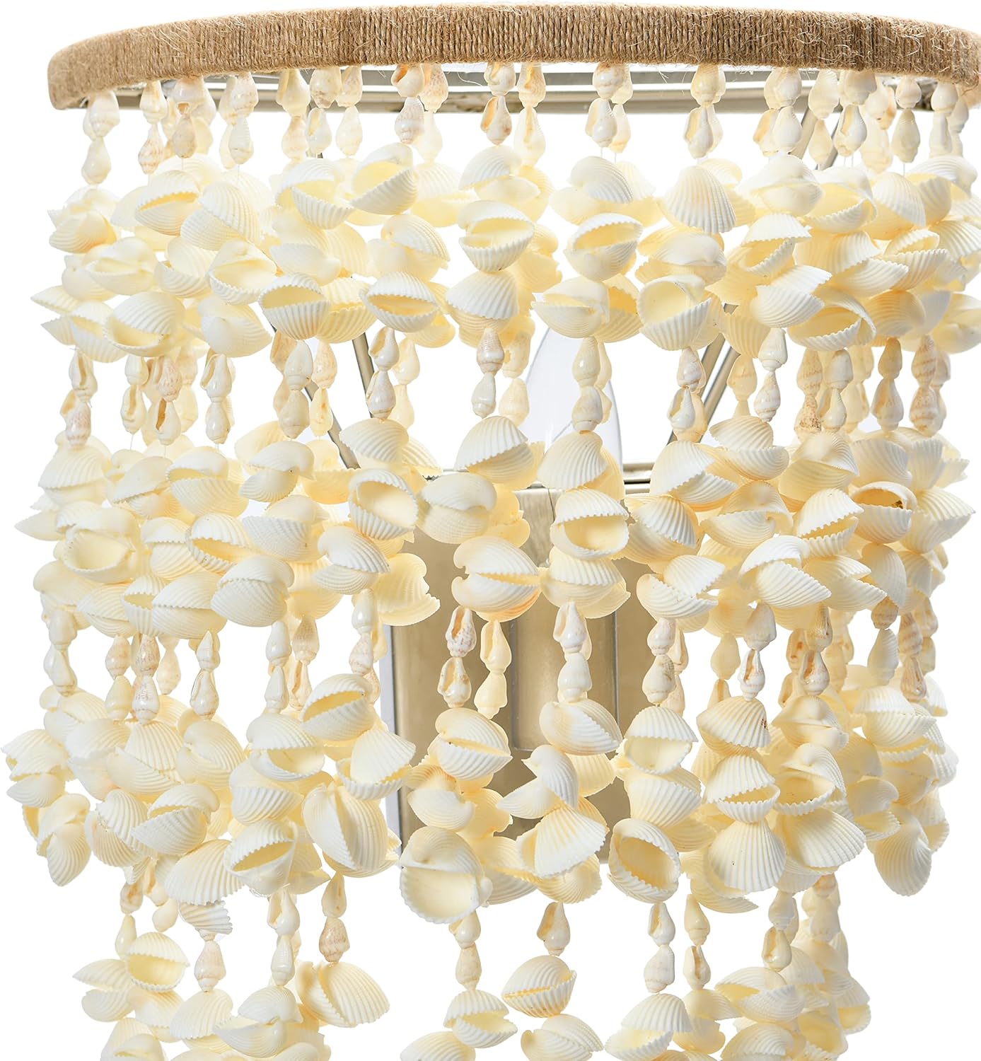 Creative CoOp EC1051 20quot Round Metal and Shell Style Ceiling Light ChandelierWall Scone