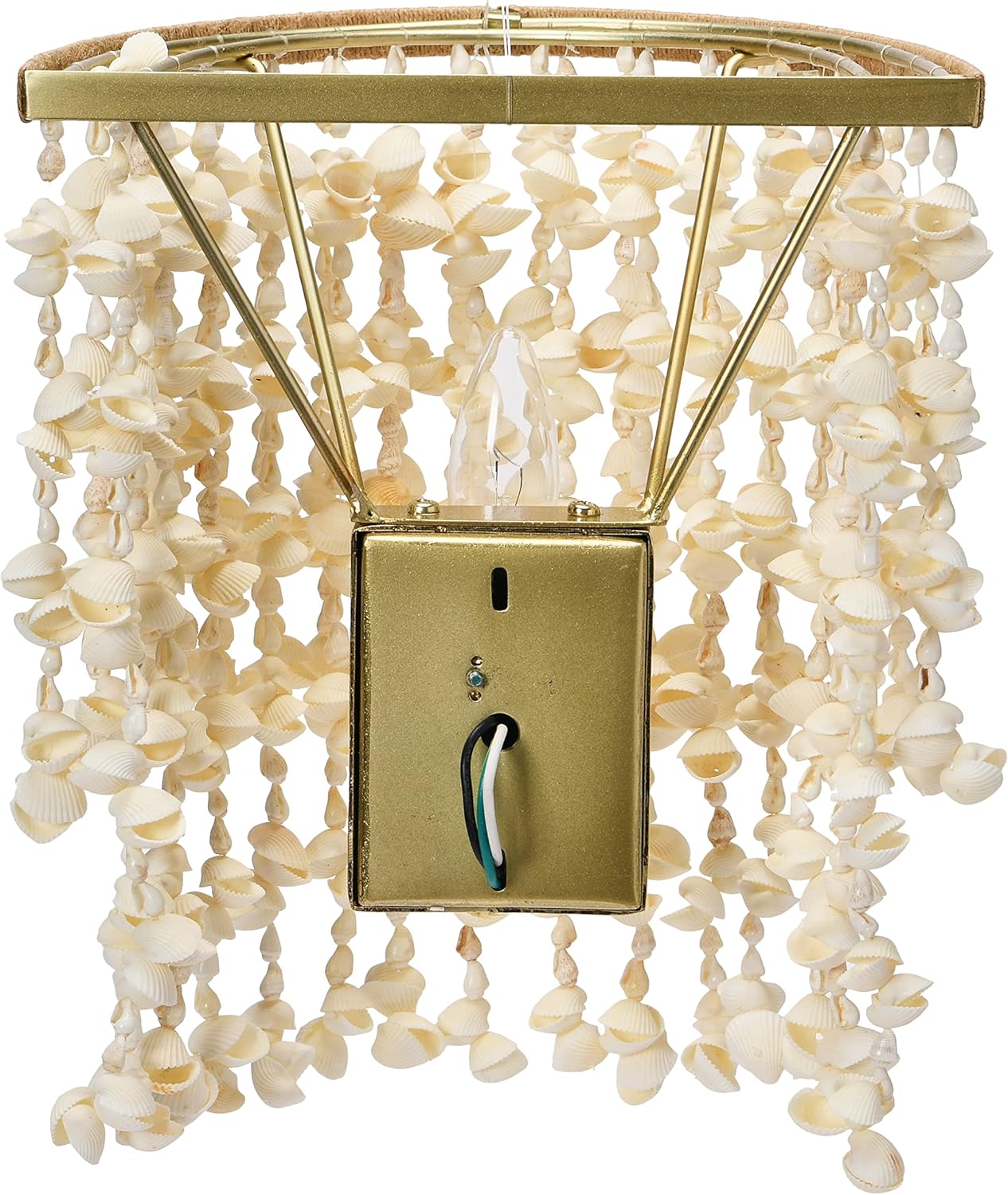 Creative CoOp EC1051 20quot Round Metal and Shell Style Ceiling Light ChandelierWall Scone